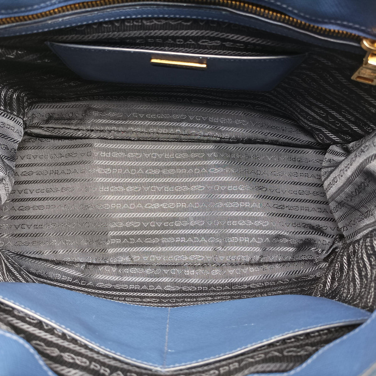 Pre-owned Prada Galleria Blue SAFFIANO Leather BN2274 shoulderbag | stylenewstar