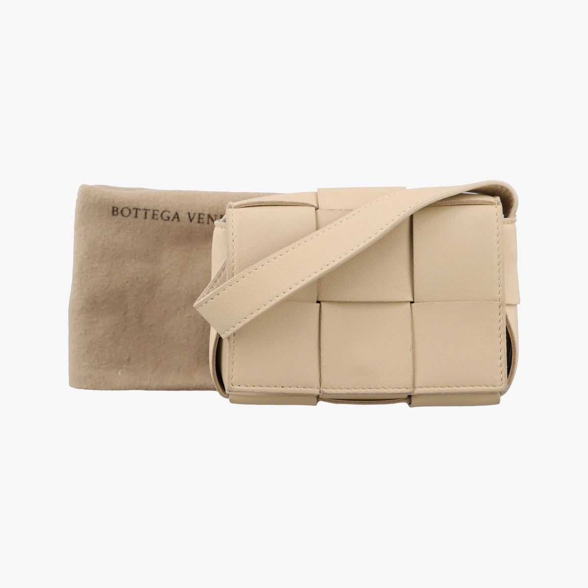 Pre-owned Bottega Veneta candy cassette Beige lambskin  shoulderbag | stylenewstar
