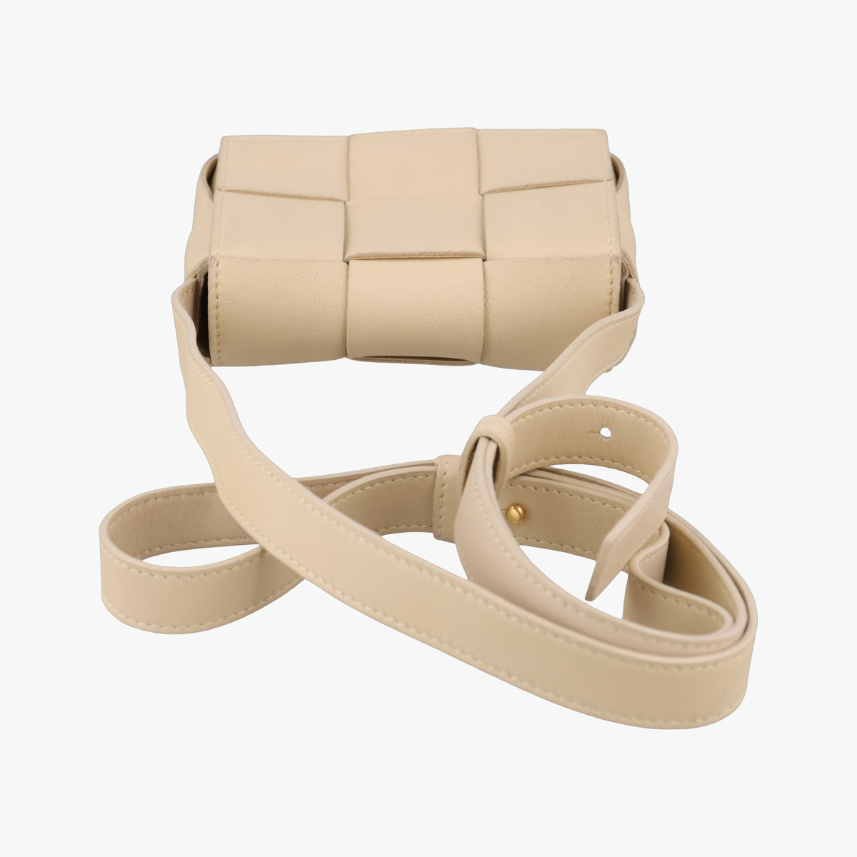 Pre-owned Bottega Veneta candy cassette Beige lambskin  shoulderbag | stylenewstar