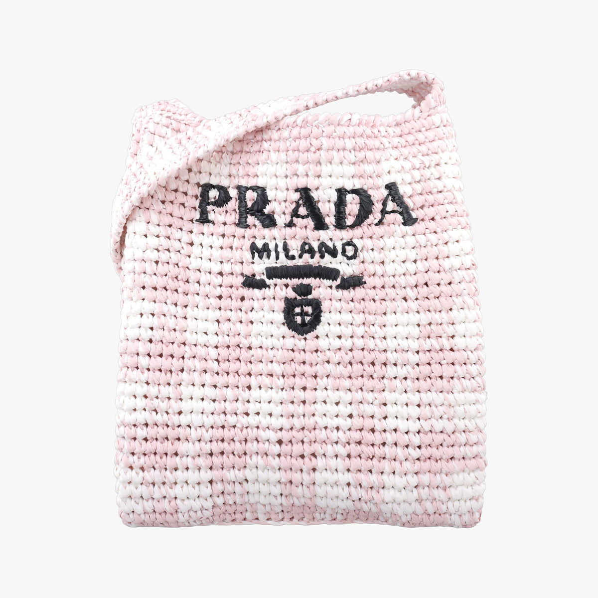 Pre-owned Prada Effect Crochet Pink Raffia  shoulderbag | stylenewstar
