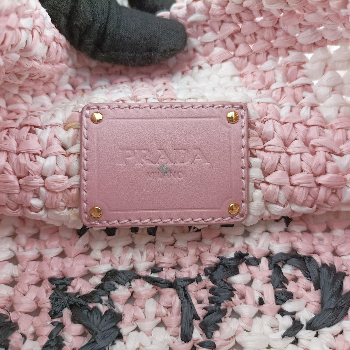 Pre-owned Prada Effect Crochet Pink Raffia  shoulderbag | stylenewstar
