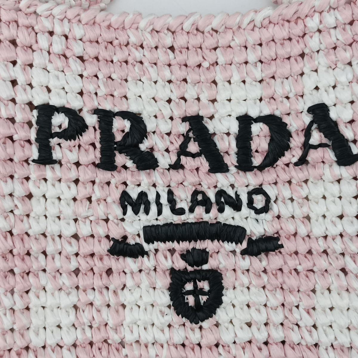Pre-owned Prada Effect Crochet Pink Raffia  shoulderbag | stylenewstar