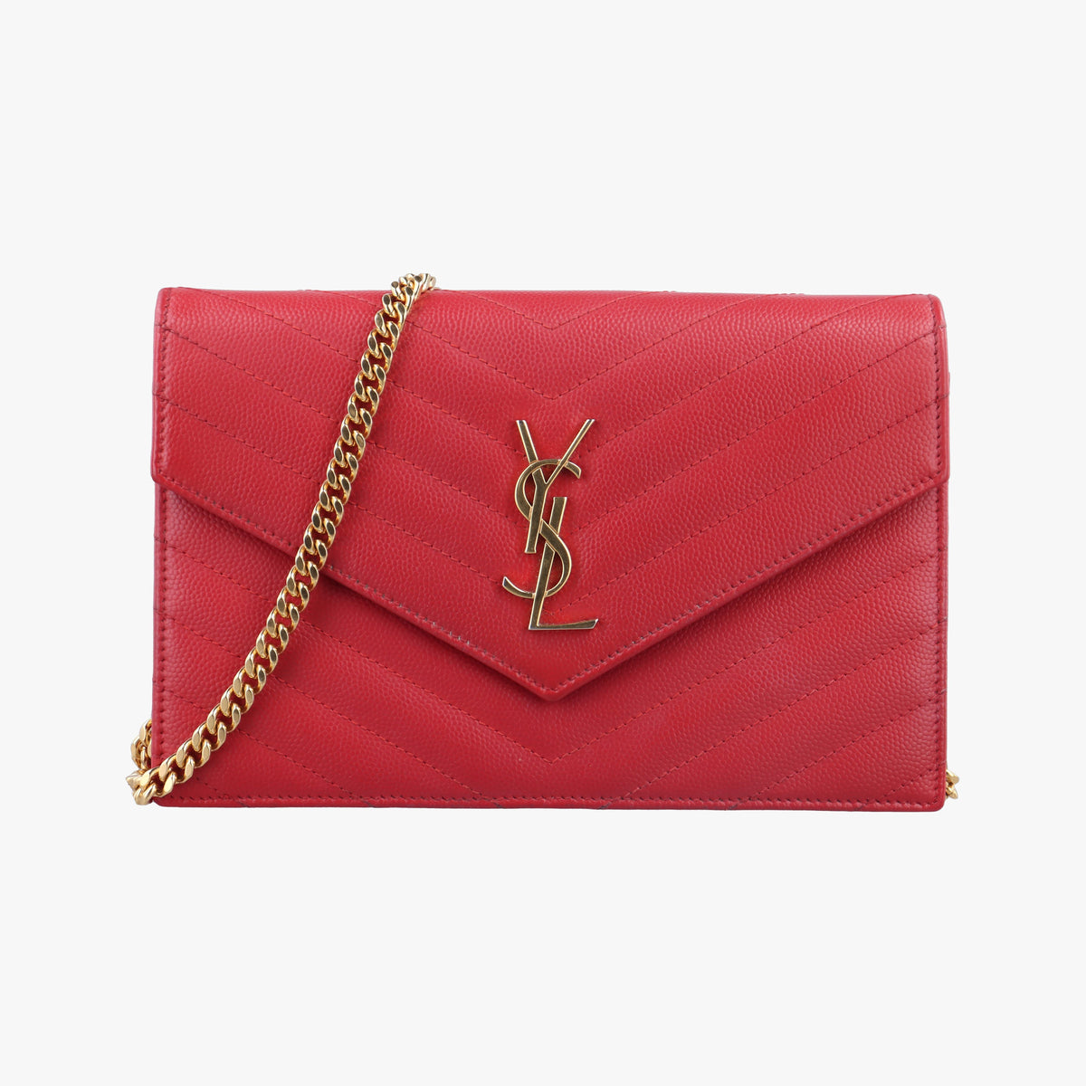 Vintage Yves Saint Laurent MONOGRAM Red Caviar Skin 393953 shoulderbag | stylenewstar