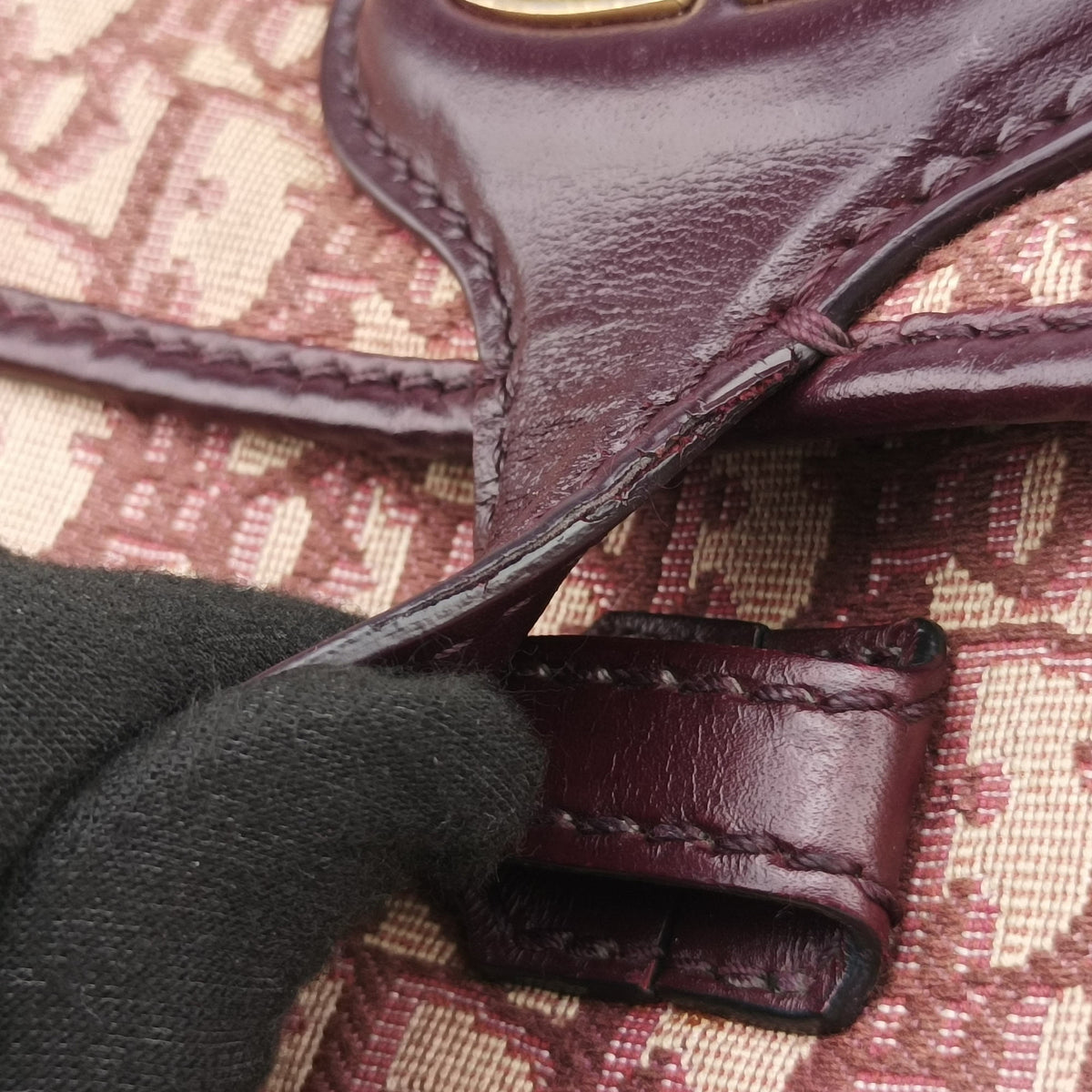 Secondhand Christian Dior Oblique Red Canvas x Leather  shoulderbag | stylenewstar