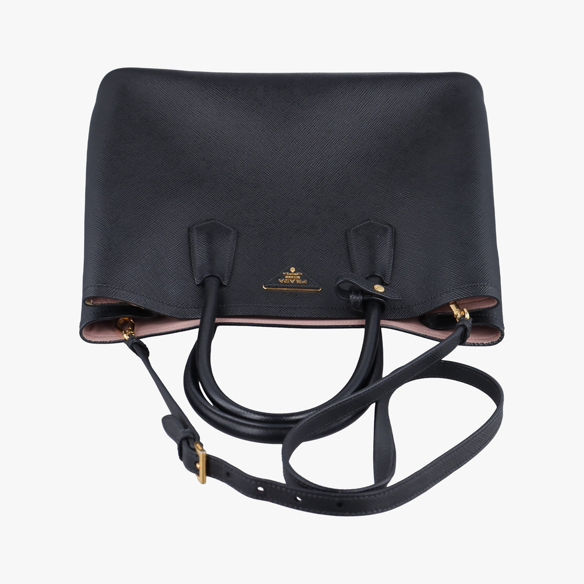 Pre-owned Prada Double Black Saffiano leather 1BG756 shoulderbag | stylenewstar
