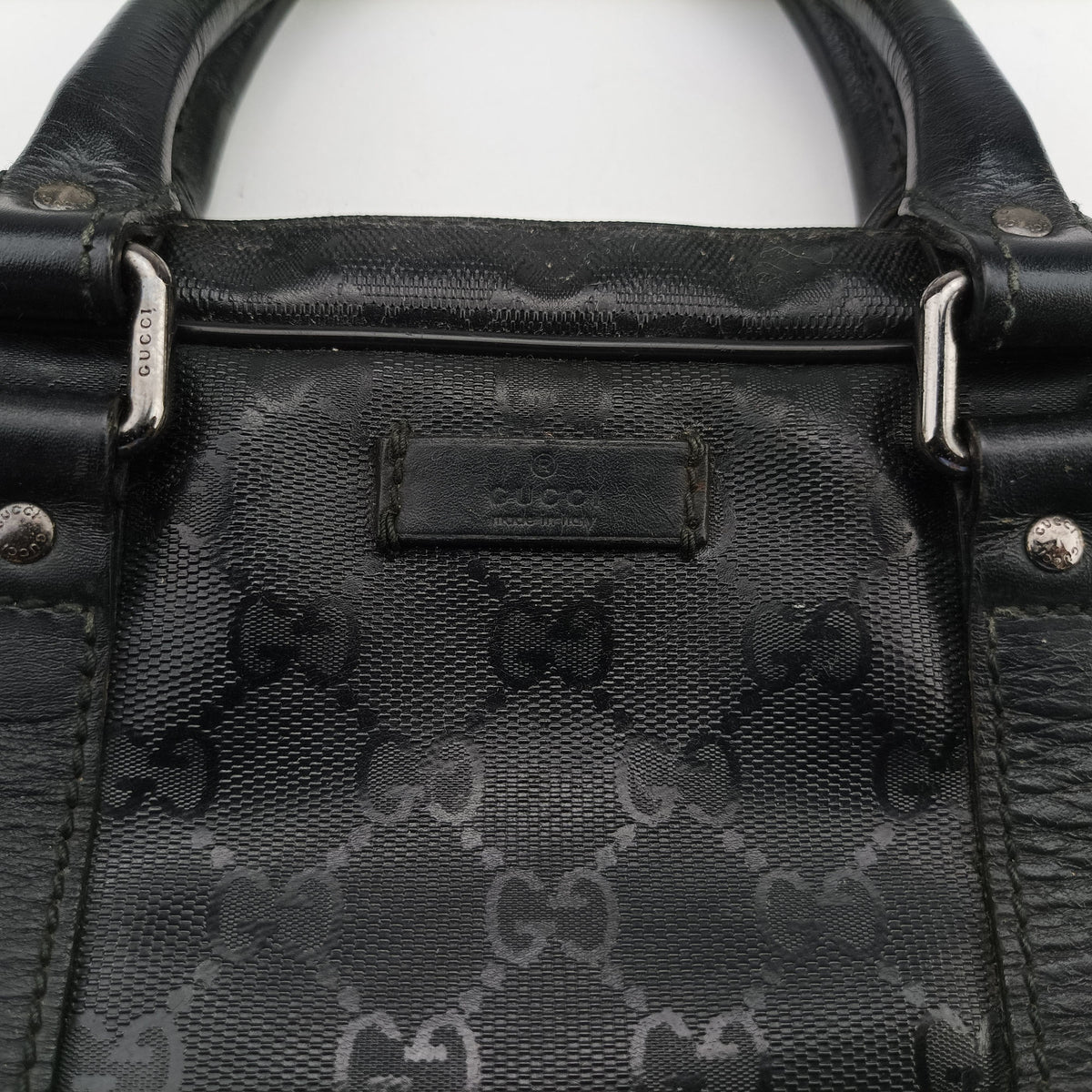 Pre-owned Gucci GG Imprime Briefcase Black PVC coated canvas 201480 handbag | stylenewstar