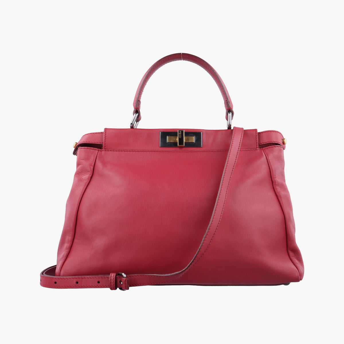 Pre-owned Fendi PEEKABOO Red Leather 8BN226 shoulderbag | stylenewstar