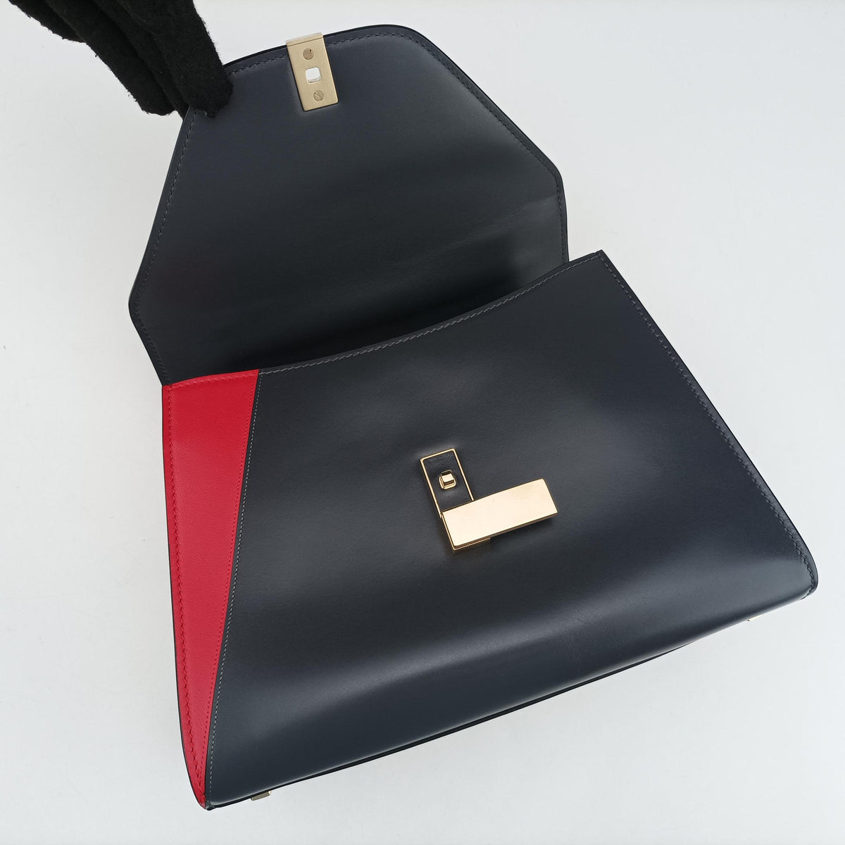 Secondhand Valextra Iside Grey x Red Calf Leather  shoulderbag | stylenewstar