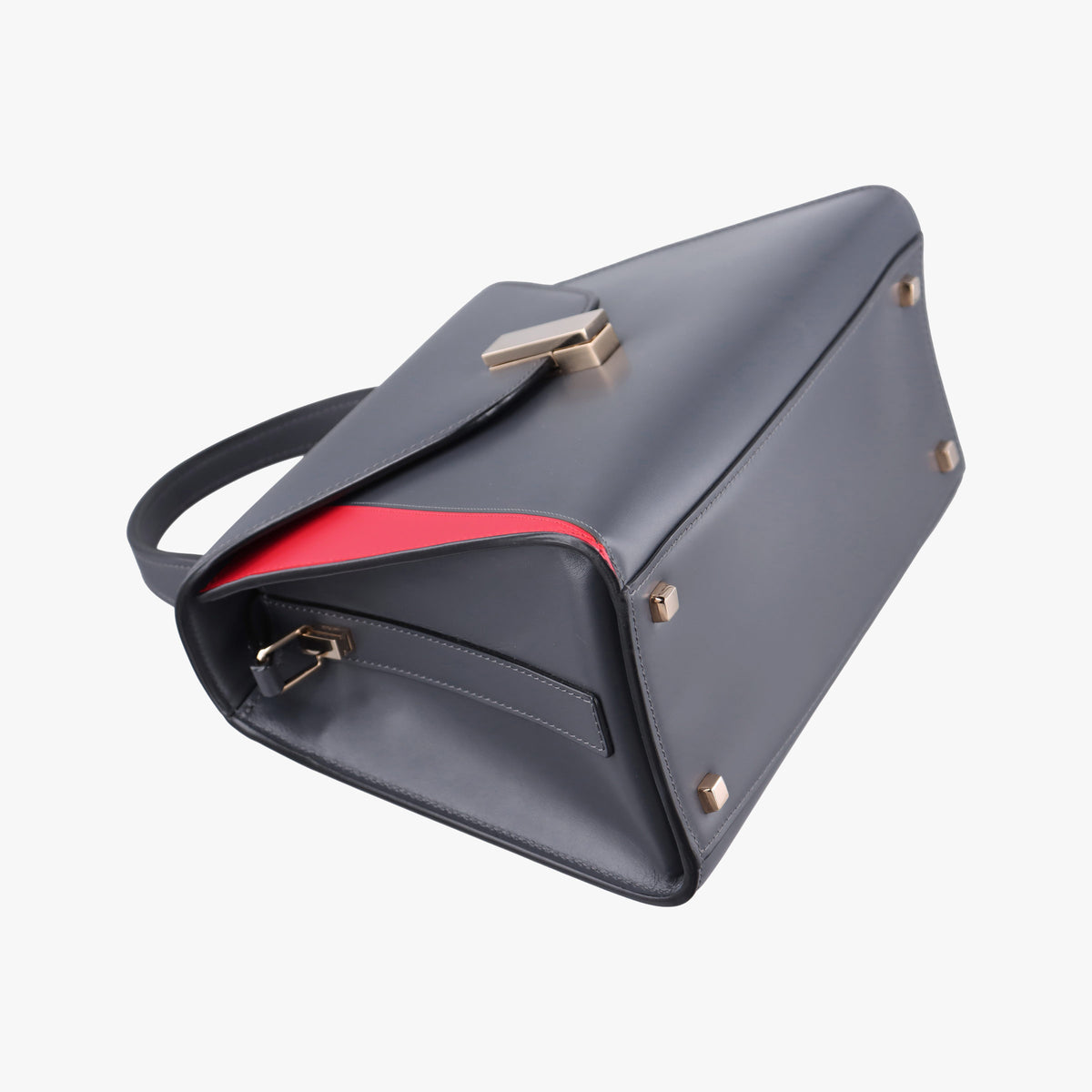 Secondhand Valextra Iside Grey x Red Calf Leather  shoulderbag | stylenewstar