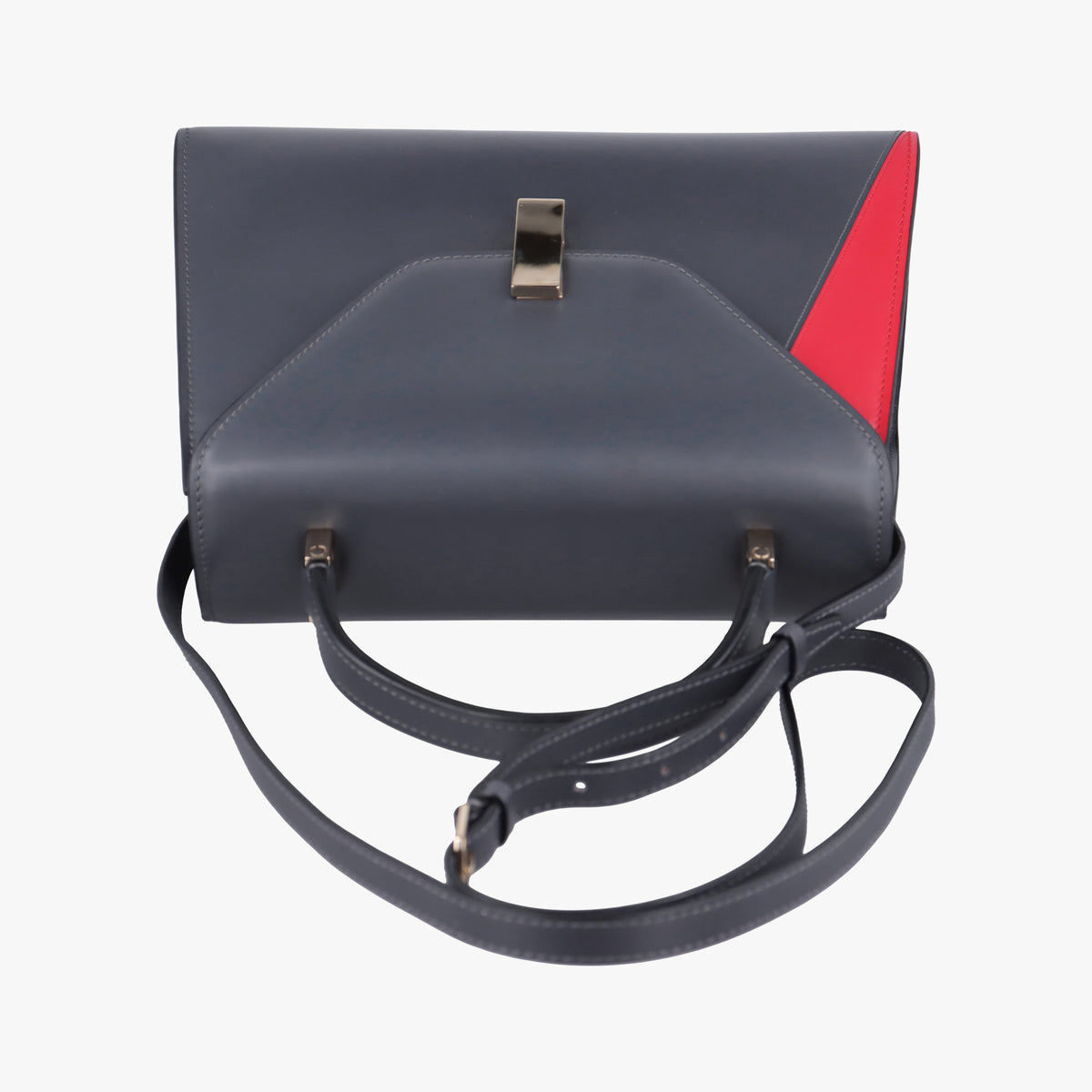Secondhand Valextra Iside Grey x Red Calf Leather  shoulderbag | stylenewstar