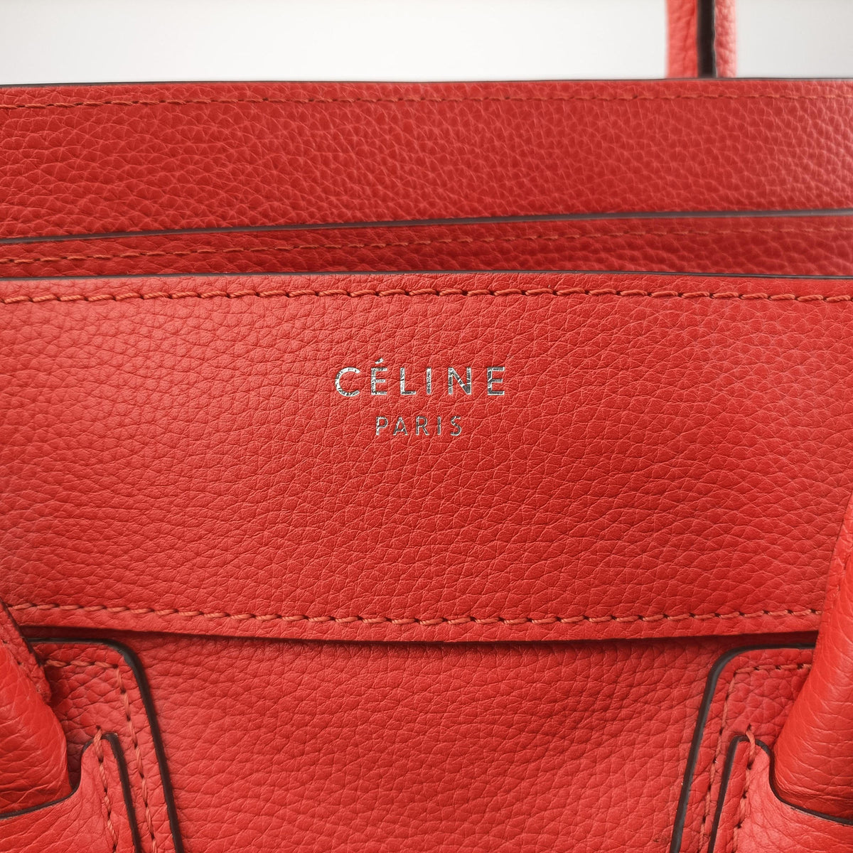 Pre-owned Celine Luggage Mini Shopper Red Leather  handbag | stylenewstar