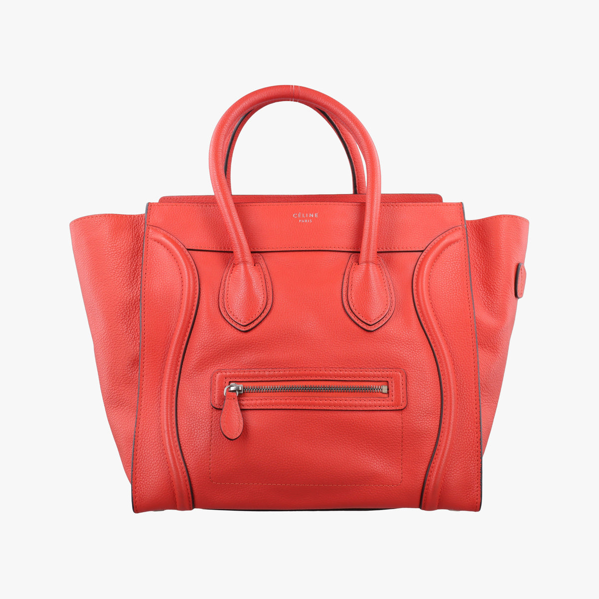 Pre-owned Celine Luggage Mini Shopper Red Leather  handbag | stylenewstar