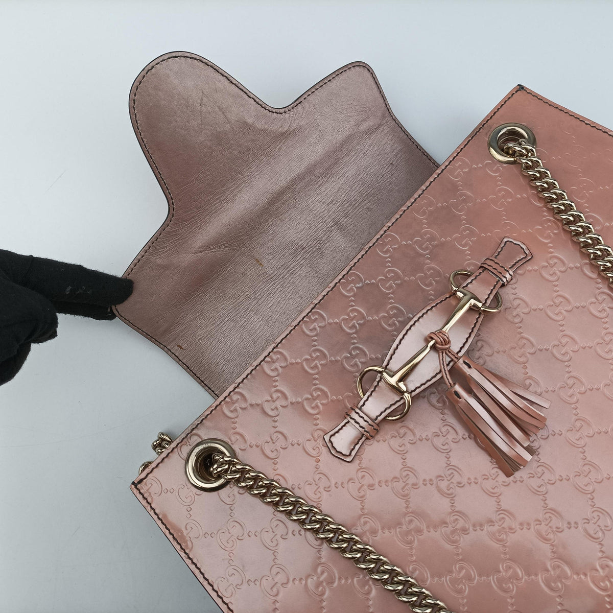 Secondhand Gucci Emily Pink Patent Leather 295403 shoulderbag | stylenewstar
