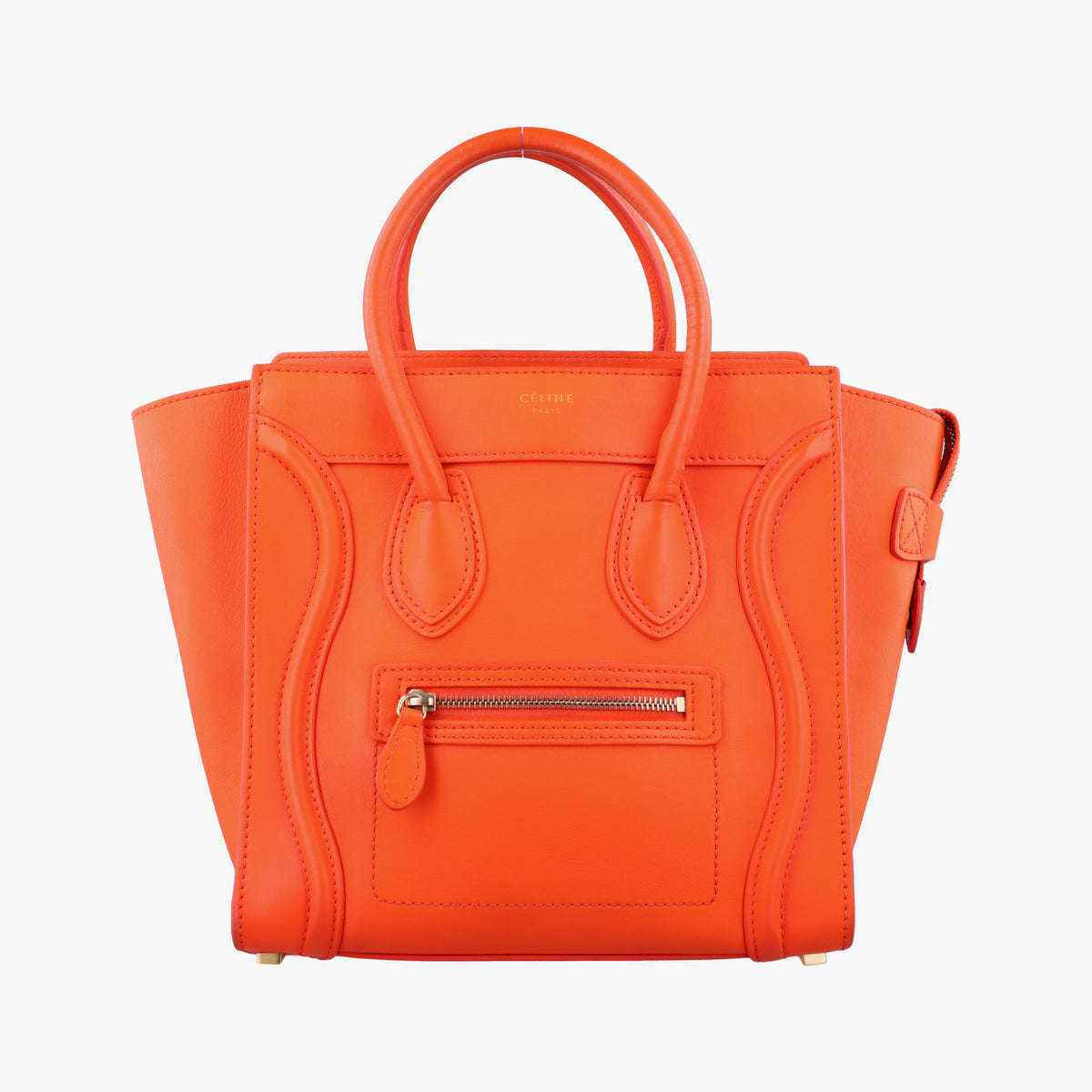 Pre-owned Celine Luggage Micro shopper Orange leather  handbag | stylenewstar