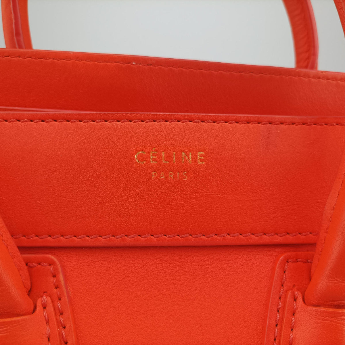 Pre-owned Celine Luggage Micro shopper Orange leather  handbag | stylenewstar