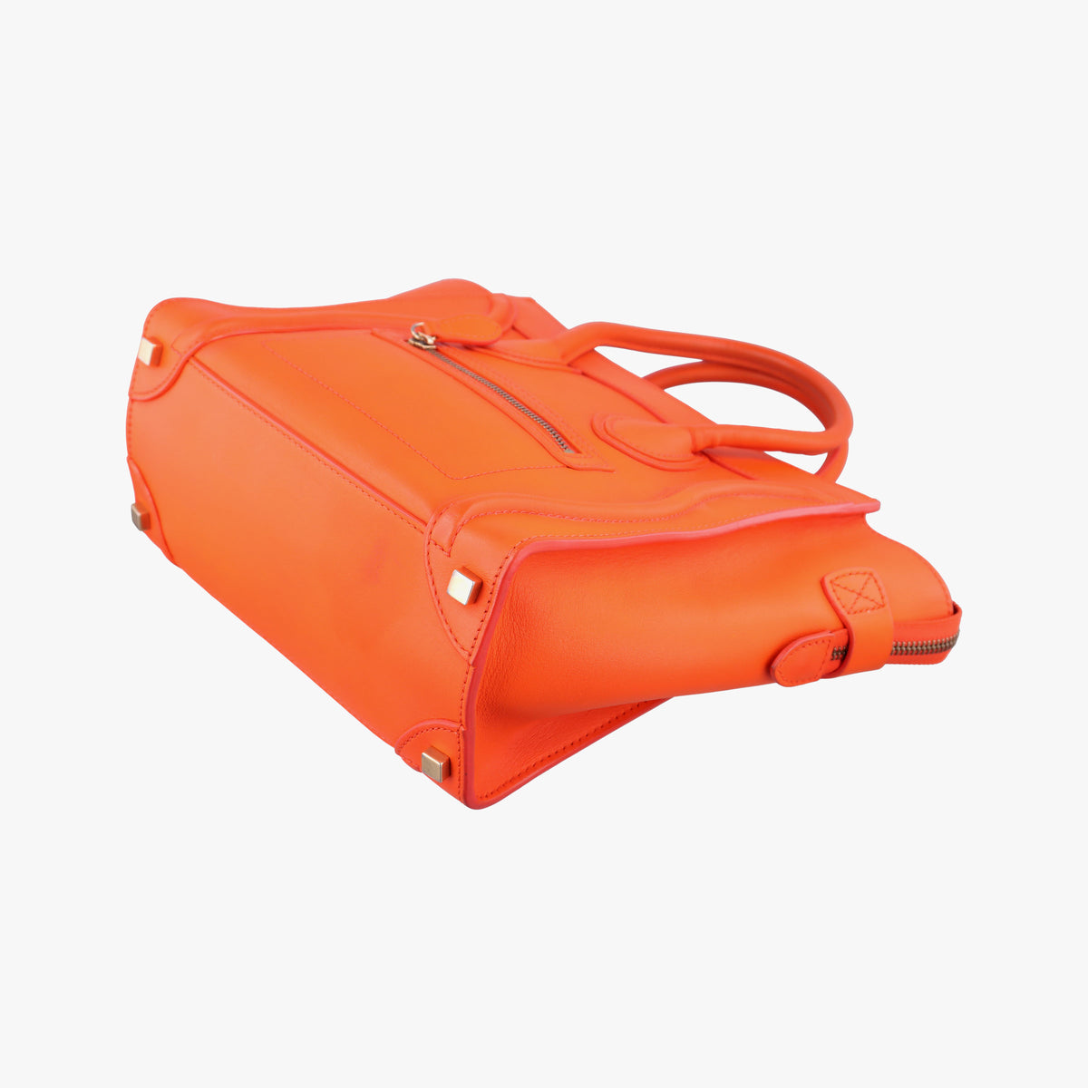 Pre-owned Celine Luggage Micro shopper Orange leather  handbag | stylenewstar