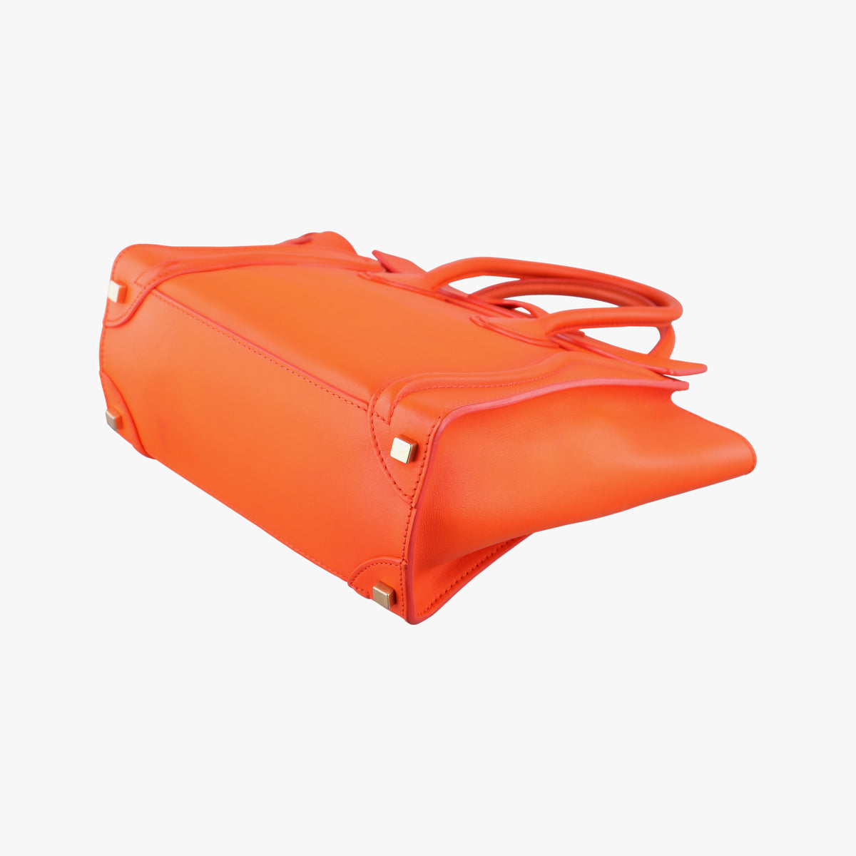 Pre-owned Celine Luggage Micro shopper Orange leather  handbag | stylenewstar