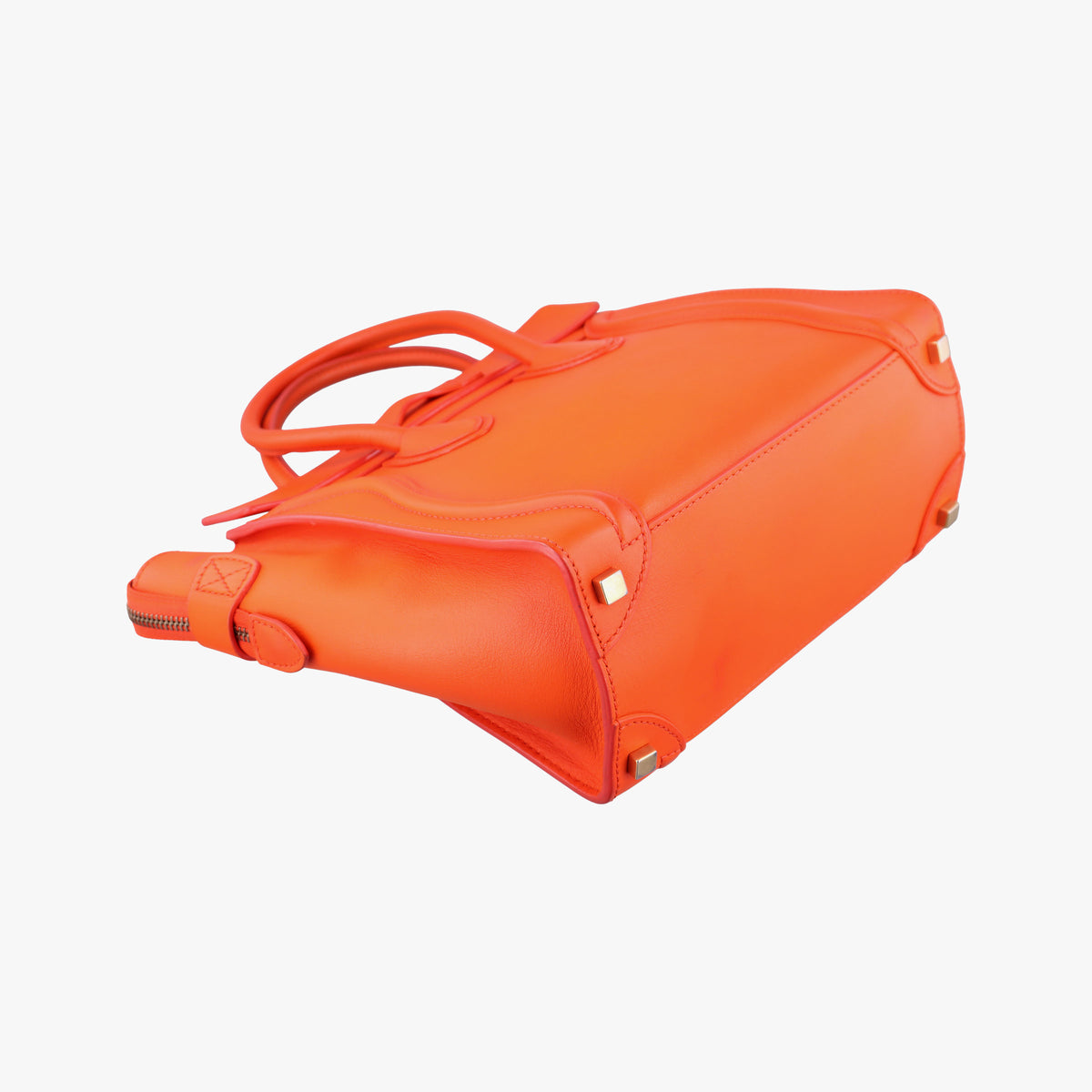Pre-owned Celine Luggage Micro shopper Orange leather  handbag | stylenewstar