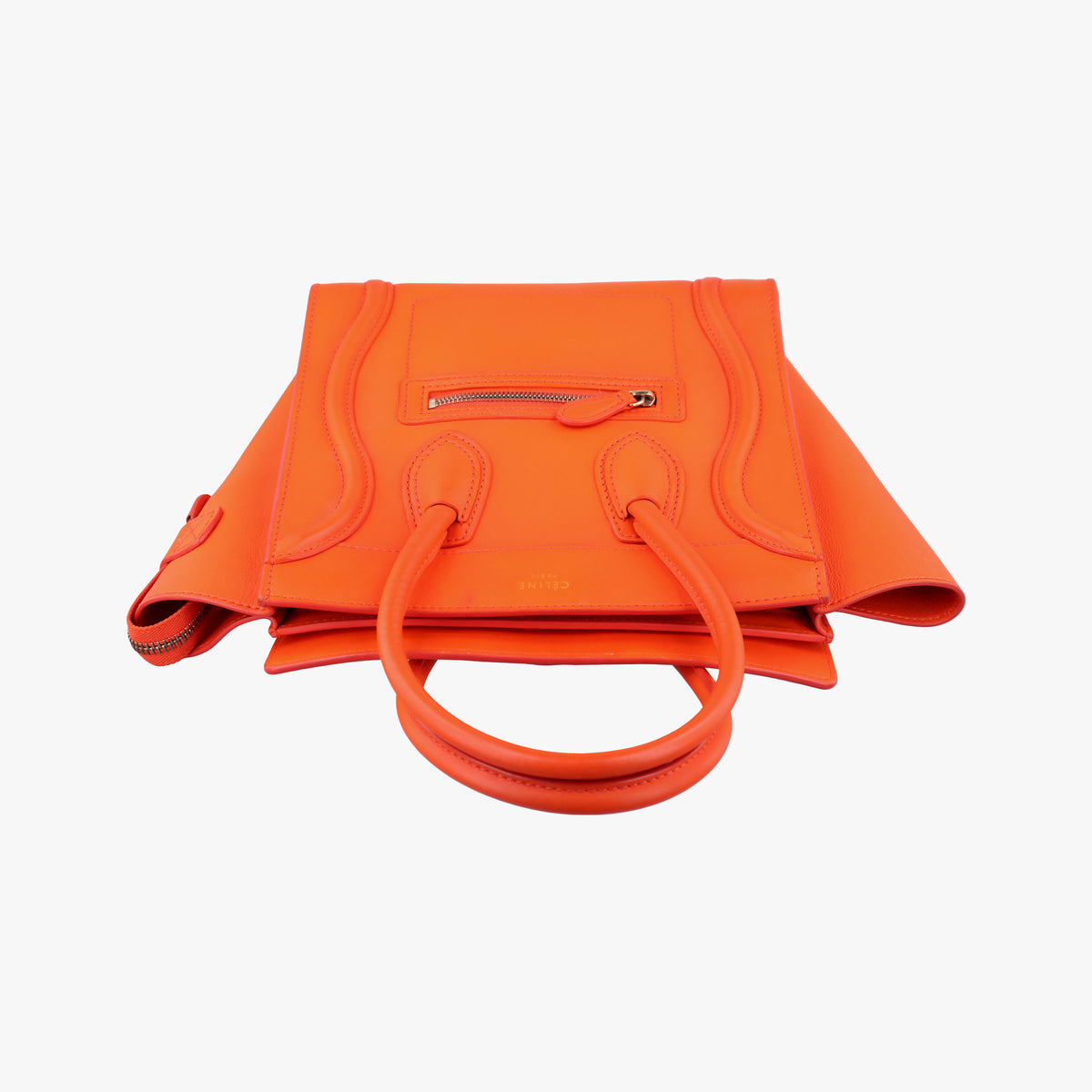 Pre-owned Celine Luggage Micro shopper Orange leather  handbag | stylenewstar