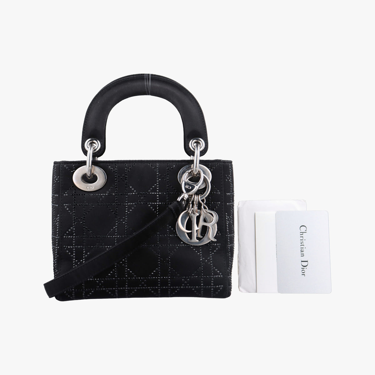 Pre-owned Christian Dior Lady Dior Black Silk  shoulderbag | stylenewstar