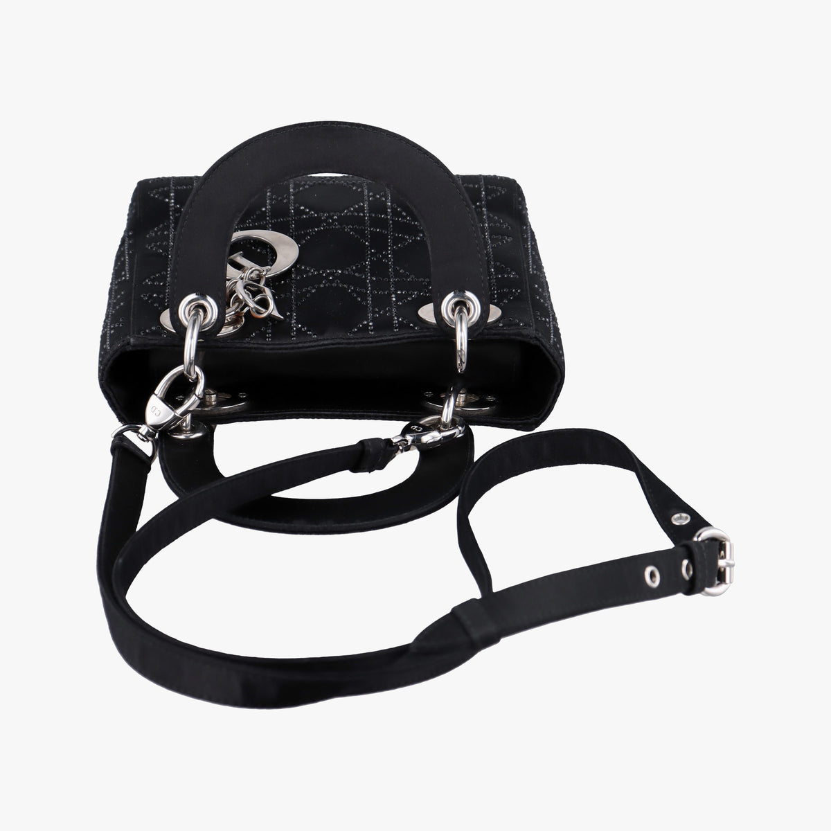 Pre-owned Christian Dior Lady Dior Black Silk  shoulderbag | stylenewstar