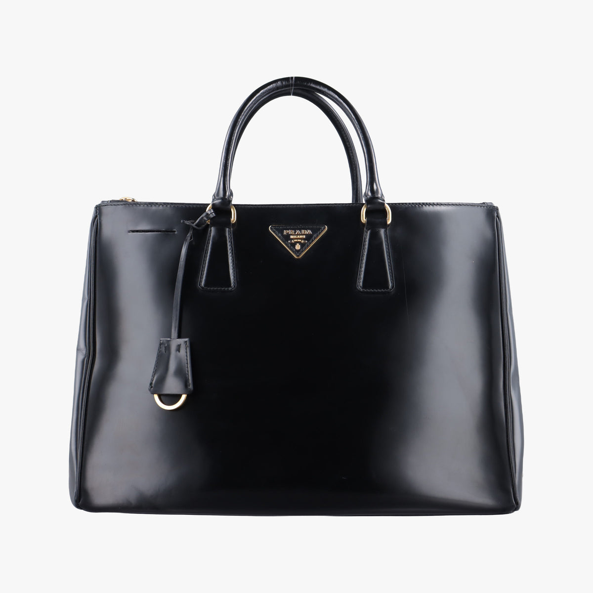 Pre-owned Prada Galleria Black patent 1BA274 handbag | stylenewstar
