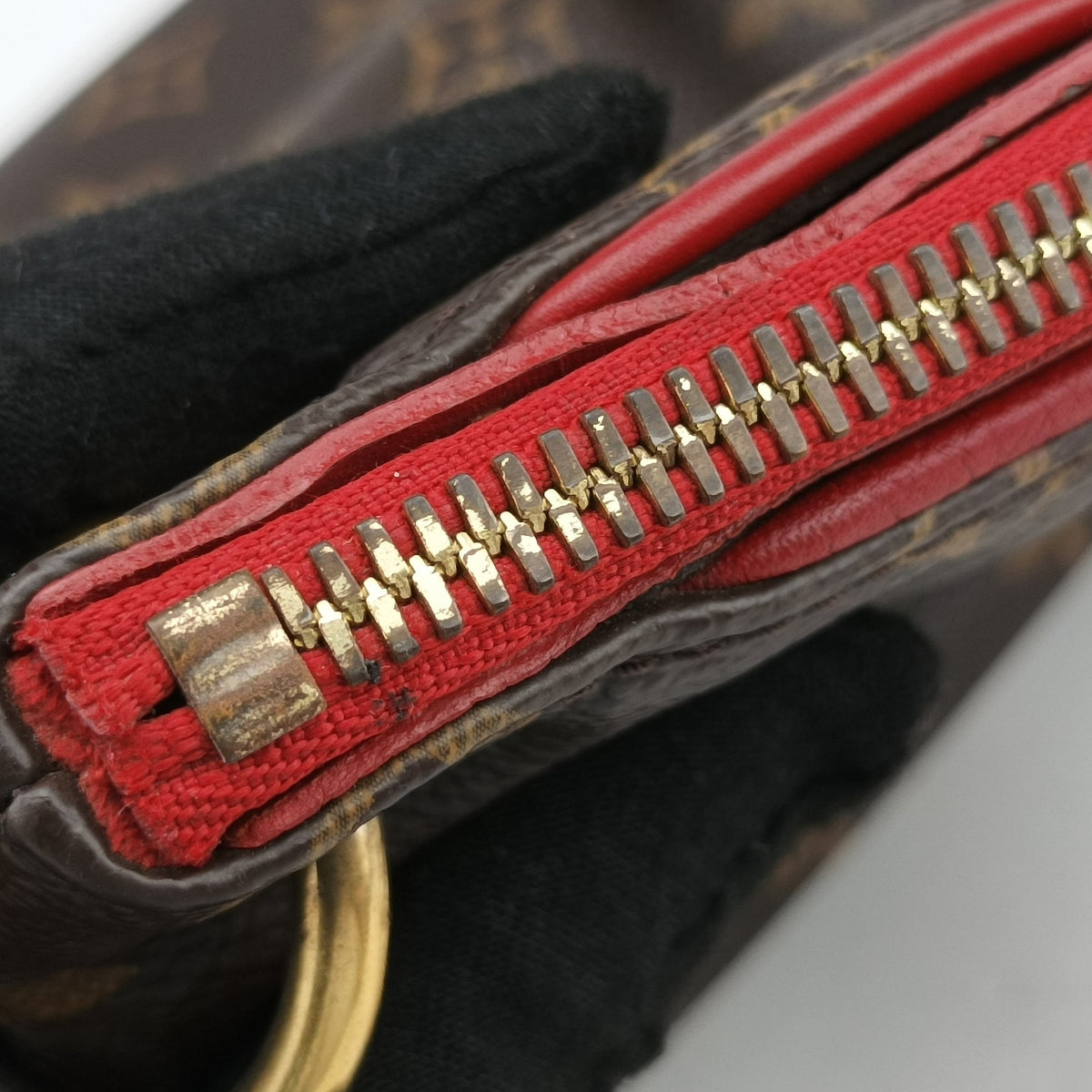 Pre-owned Louis Vuitton PALLAS brown×CERISE Monogram Canvas×calf leather M41175 shoulderbag | stylenewstar