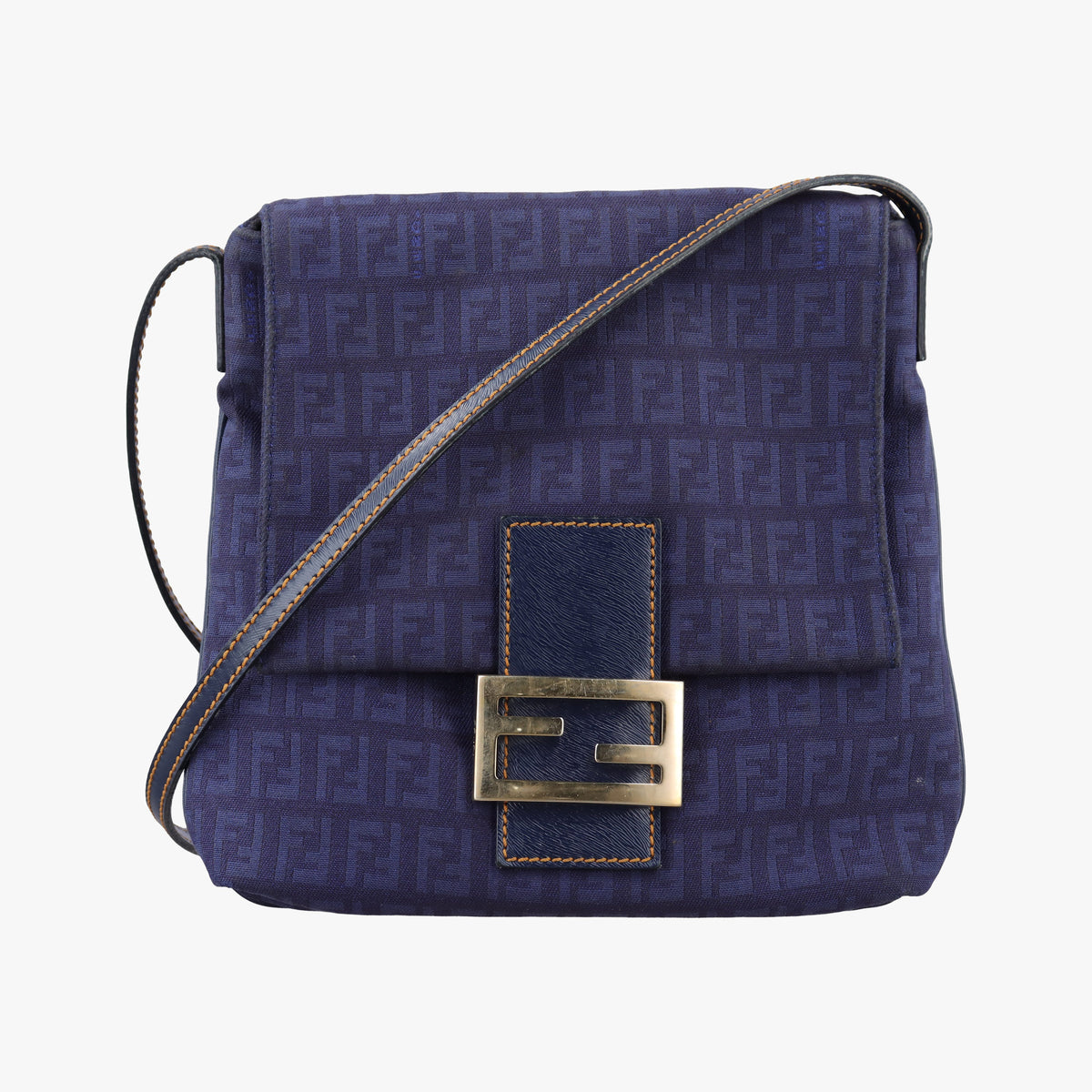 Secondhand Fendi Zucchino Blue Canvas 8BT075 shoulderbag | stylenewstar