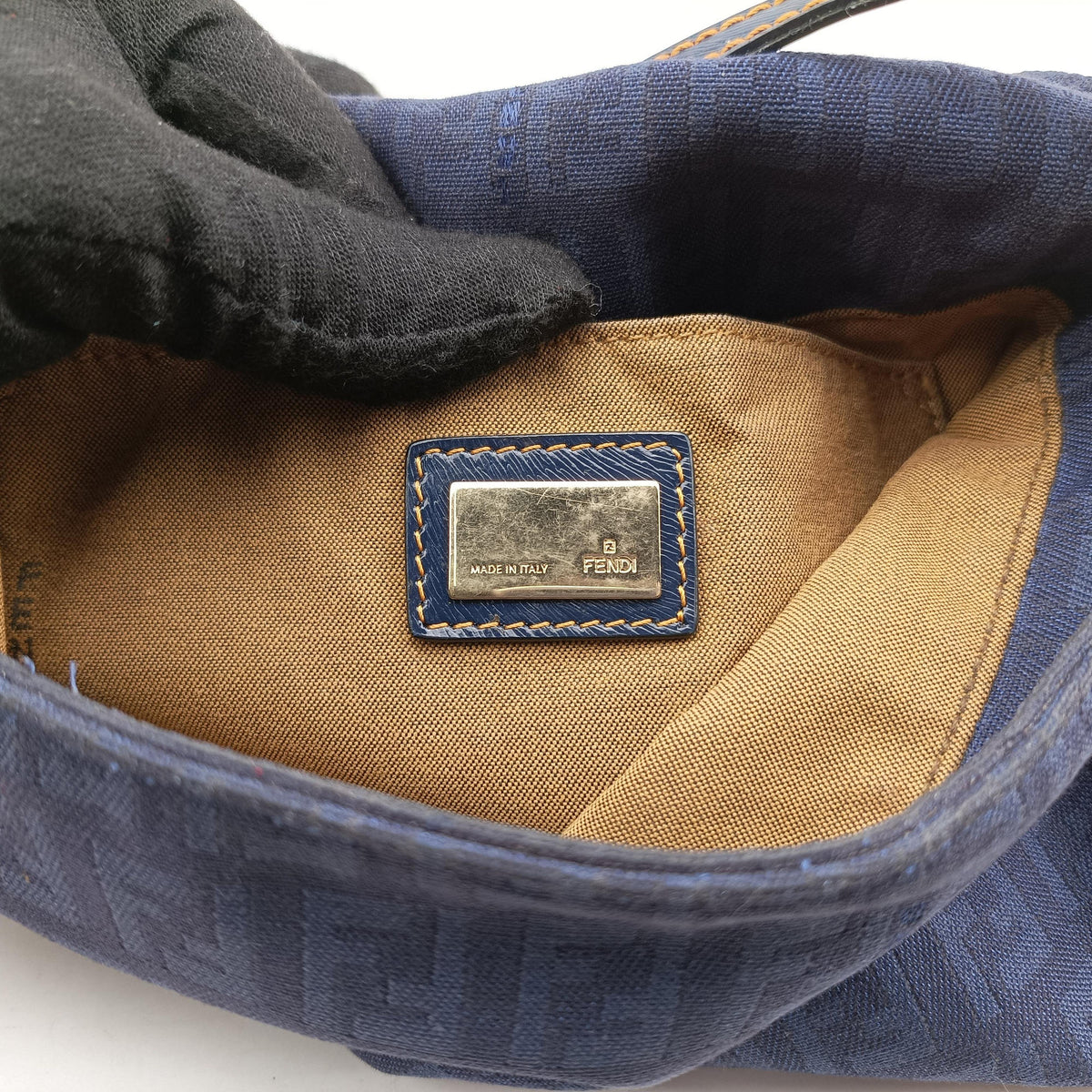 Secondhand Fendi Zucchino Blue Canvas 8BT075 shoulderbag | stylenewstar