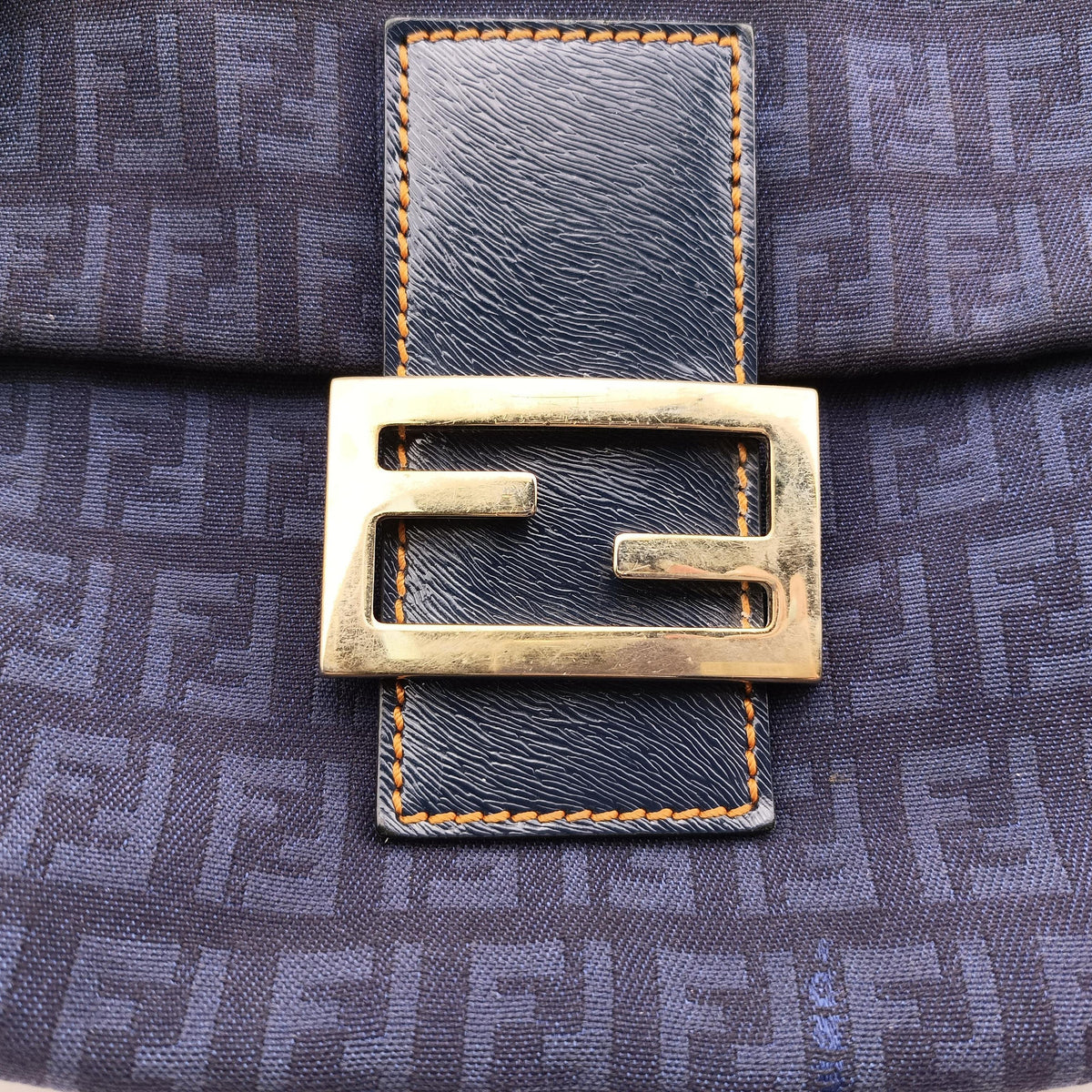 Secondhand Fendi Zucchino Blue Canvas 8BT075 shoulderbag | stylenewstar