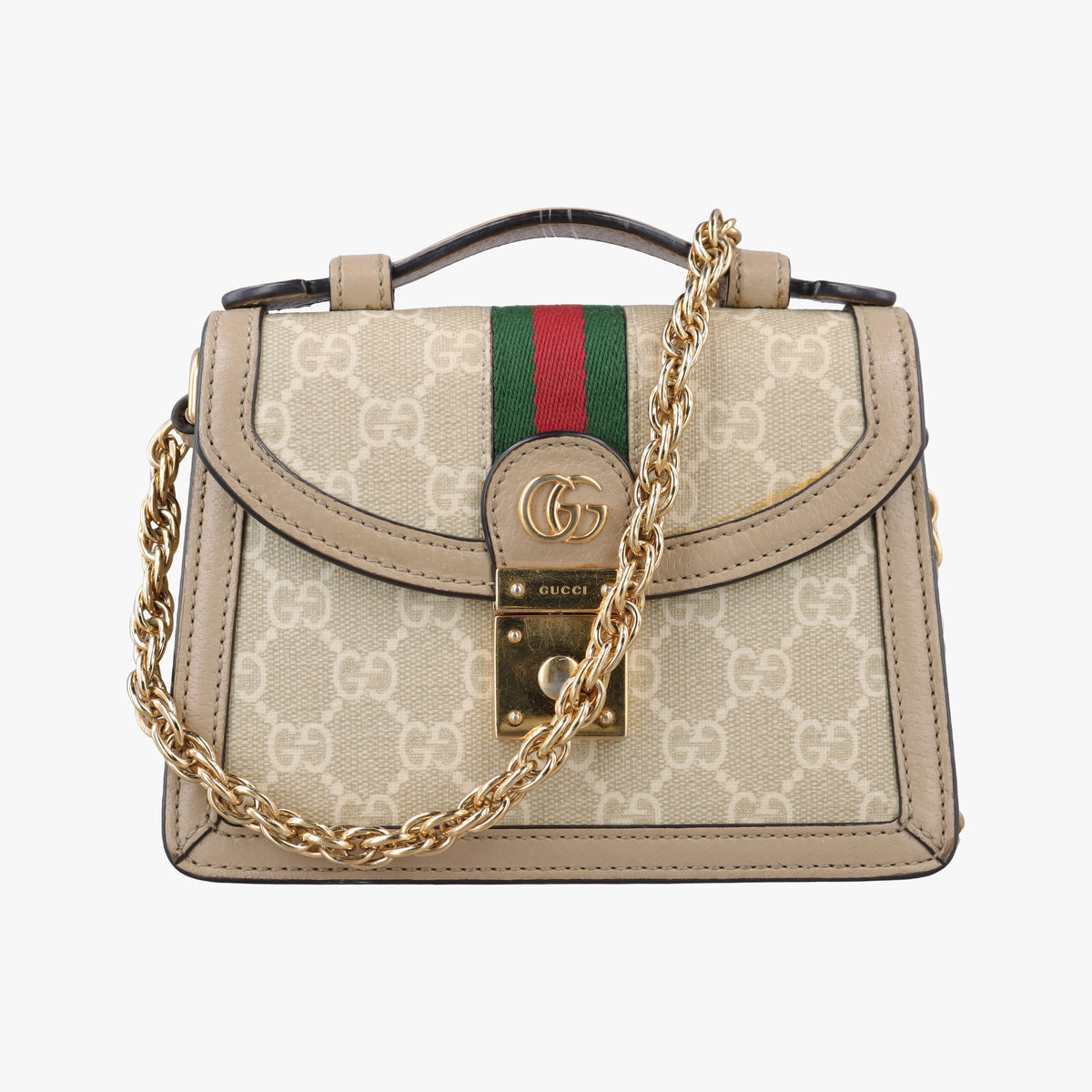 Pre-owned Gucci Ophidia Beige PVC coated canvas 696180 shoulderbag | stylenewstar