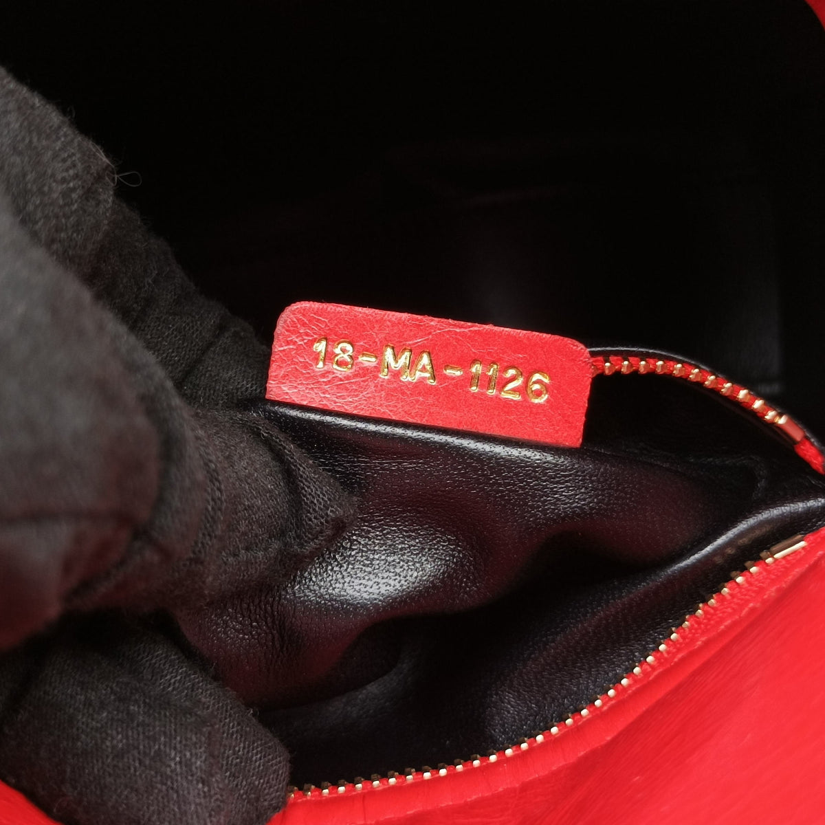 Pre-owned Christian Dior Mini Sequin Lady Dior Red×Multicolour Leather  shoulderbag | stylenewstar