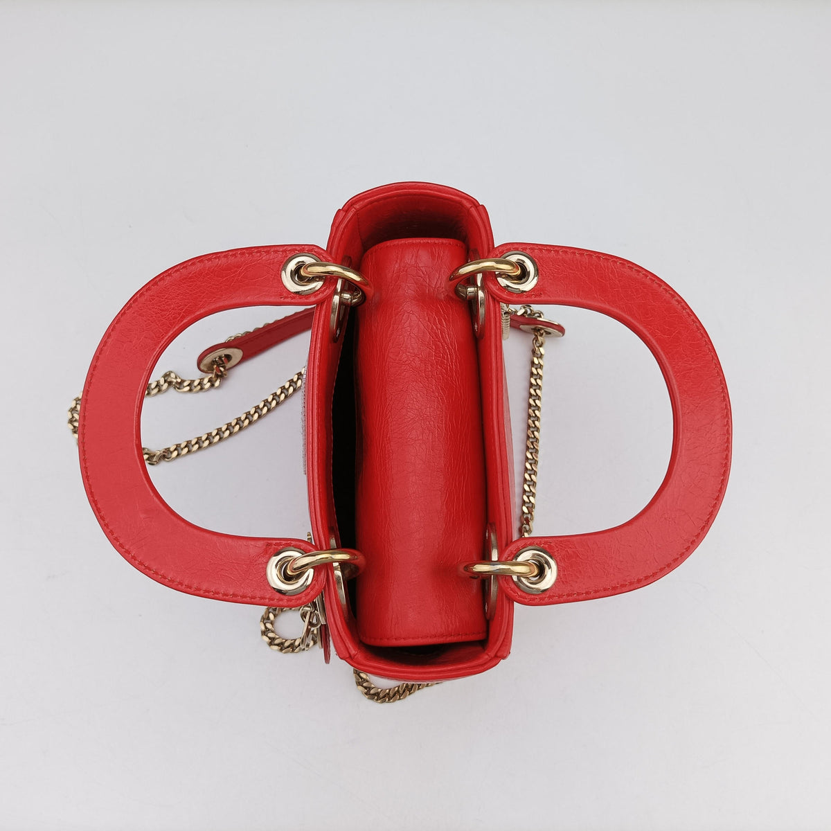 Pre-owned Christian Dior Mini Sequin Lady Dior Red×Multicolour Leather  shoulderbag | stylenewstar