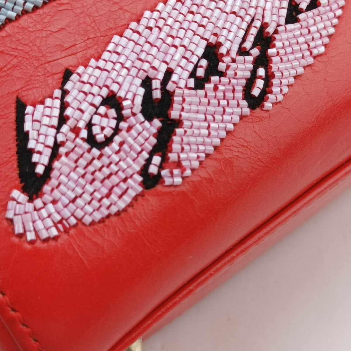 Pre-owned Christian Dior Mini Sequin Lady Dior Red×Multicolour Leather  shoulderbag | stylenewstar