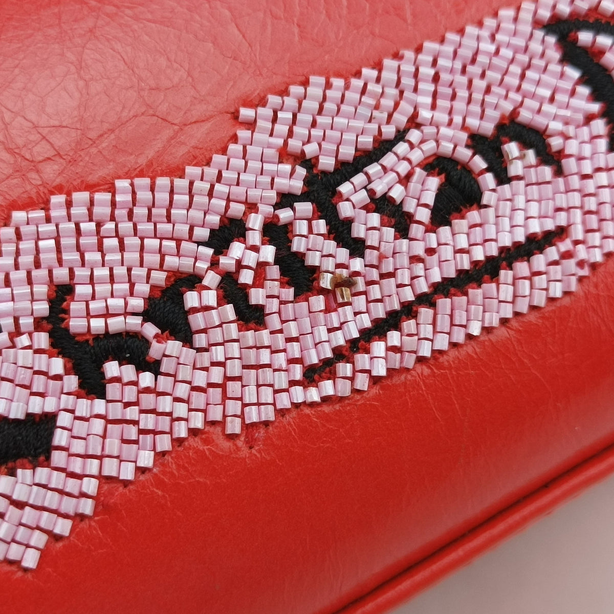 Pre-owned Christian Dior Mini Sequin Lady Dior Red×Multicolour Leather  shoulderbag | stylenewstar
