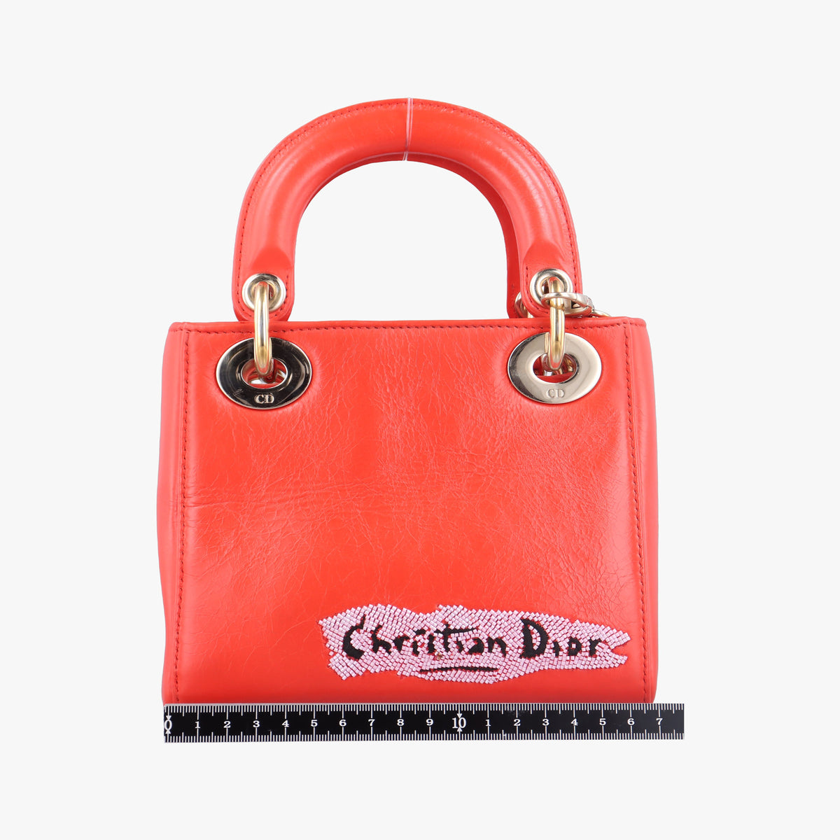 Pre-owned Christian Dior Mini Sequin Lady Dior Red×Multicolour Leather  shoulderbag | stylenewstar