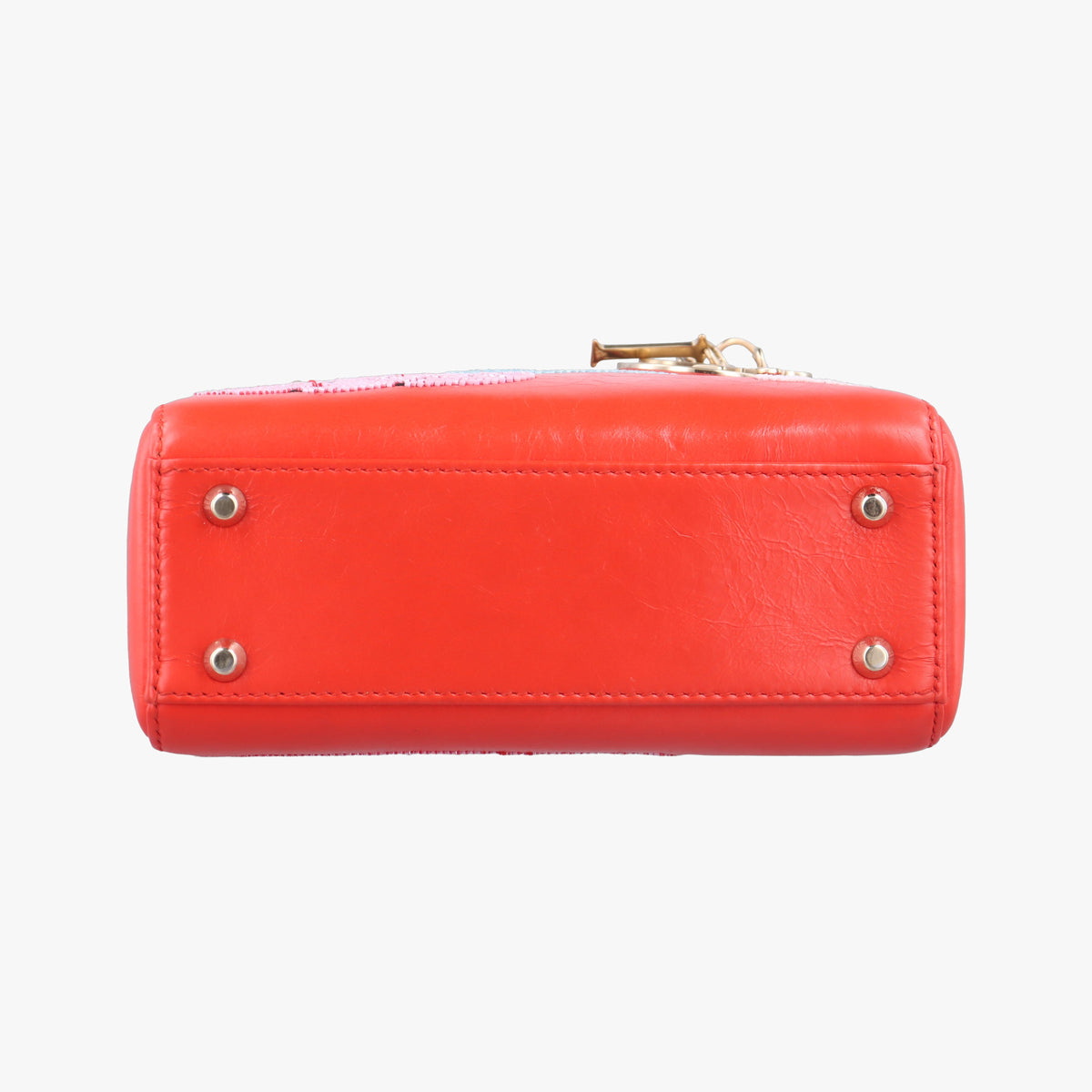 Pre-owned Christian Dior Mini Sequin Lady Dior Red×Multicolour Leather  shoulderbag | stylenewstar