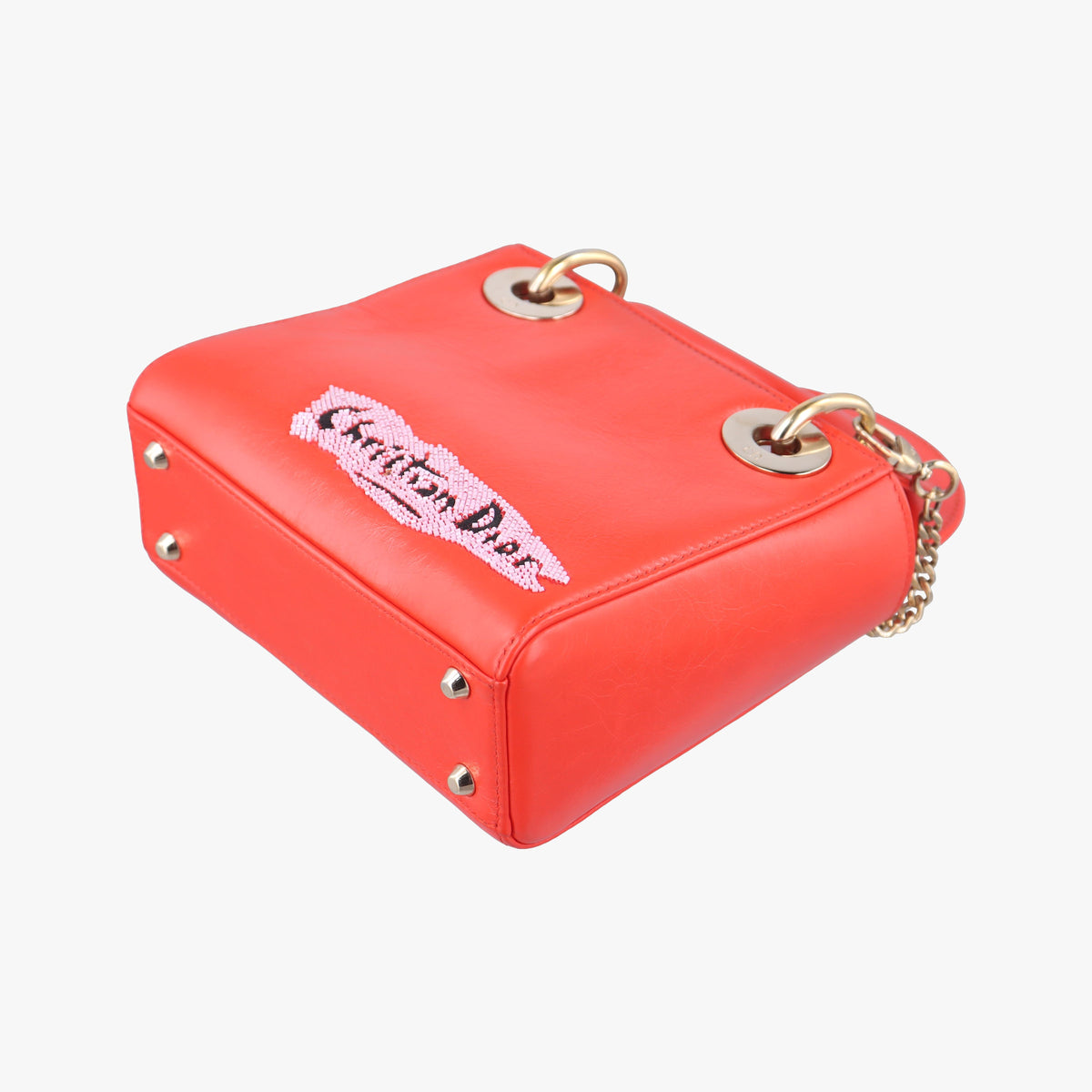 Pre-owned Christian Dior Mini Sequin Lady Dior Red×Multicolour Leather  shoulderbag | stylenewstar