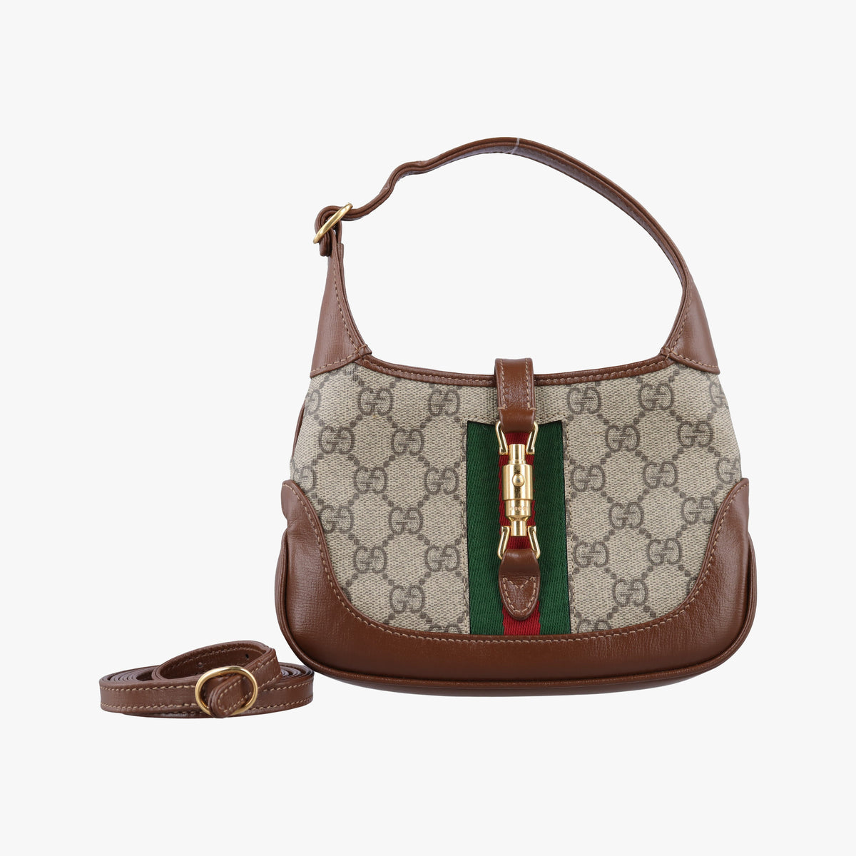 Vintage Gucci Jackie 1961 GG Supreme brown x beige PVC coated canvas×Leather 637092 shoulderbag | stylenewstar
