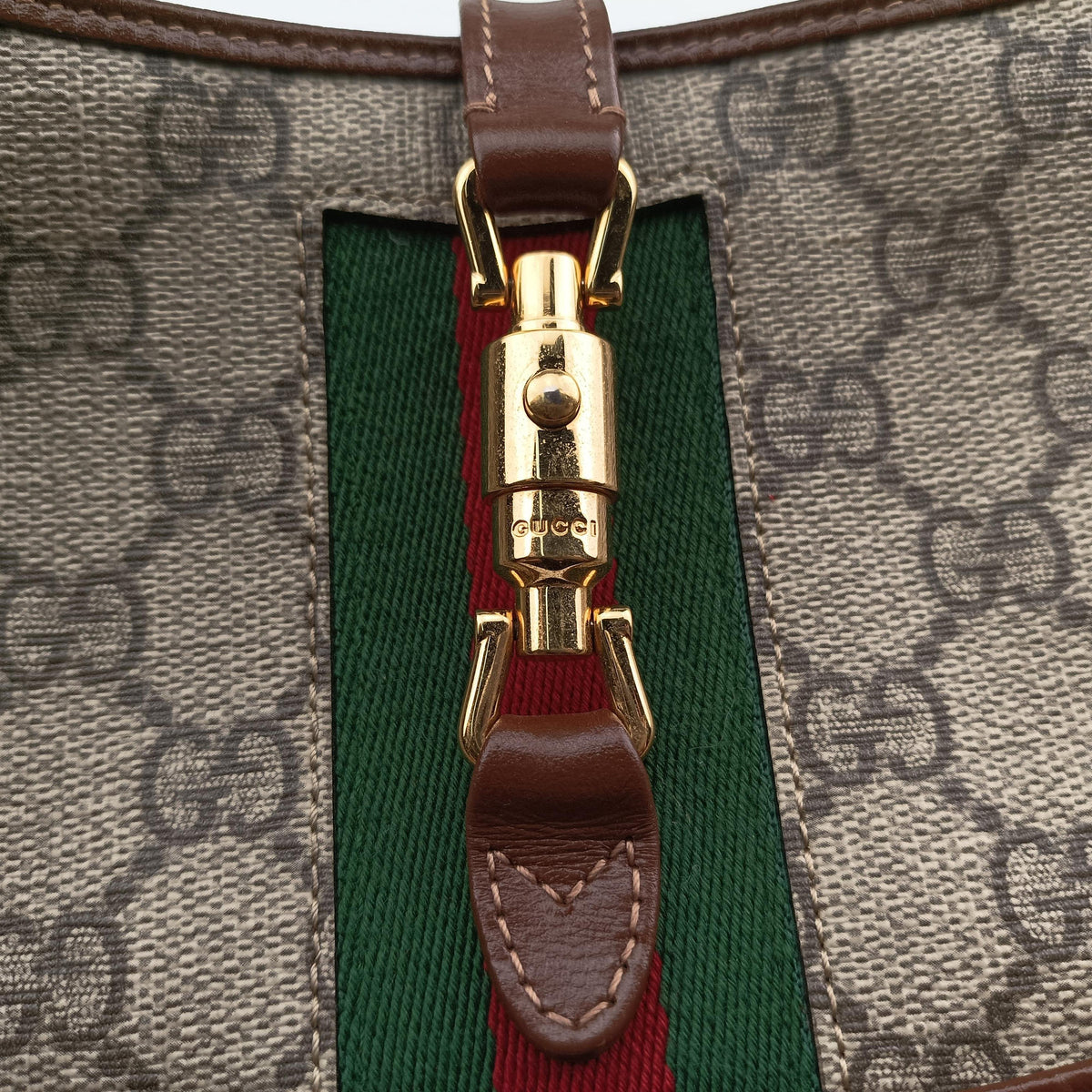 Vintage Gucci Jackie 1961 GG Supreme brown x beige PVC coated canvas×Leather 637092 shoulderbag | stylenewstar