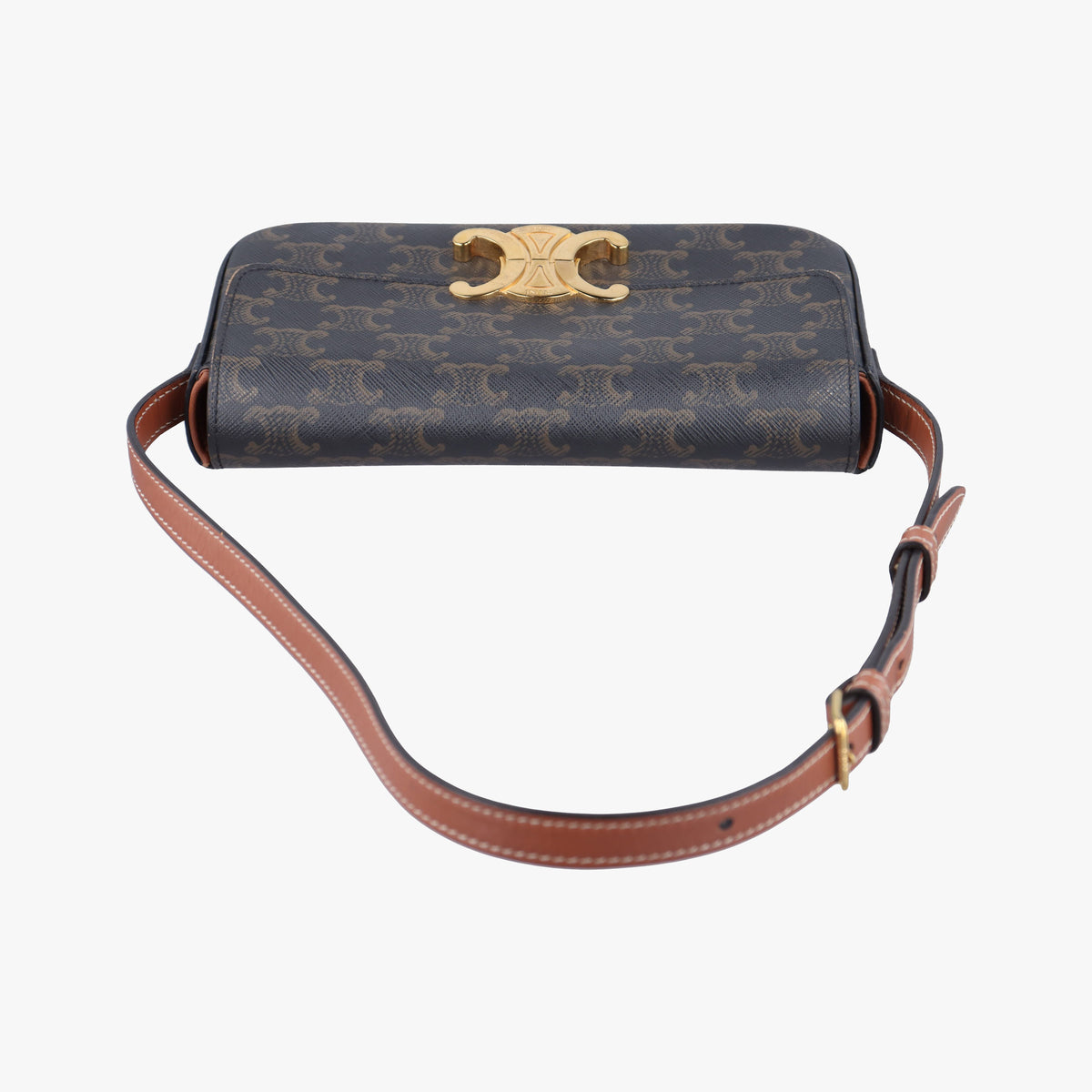 Pre-owned Celine Claude Triomphe Brown PVC coated canvas  shoulderbag | stylenewstar