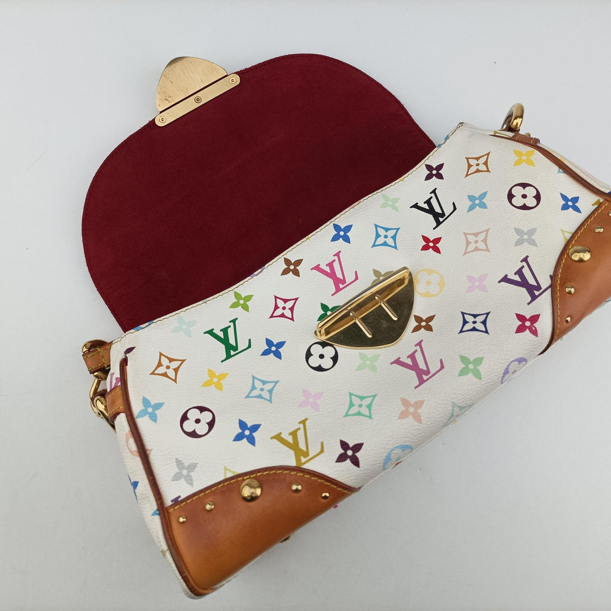 Pre-owned Louis Vuitton BEVERLY MM White Monogram Multicolor M40203 shoulderbag | stylenewstar