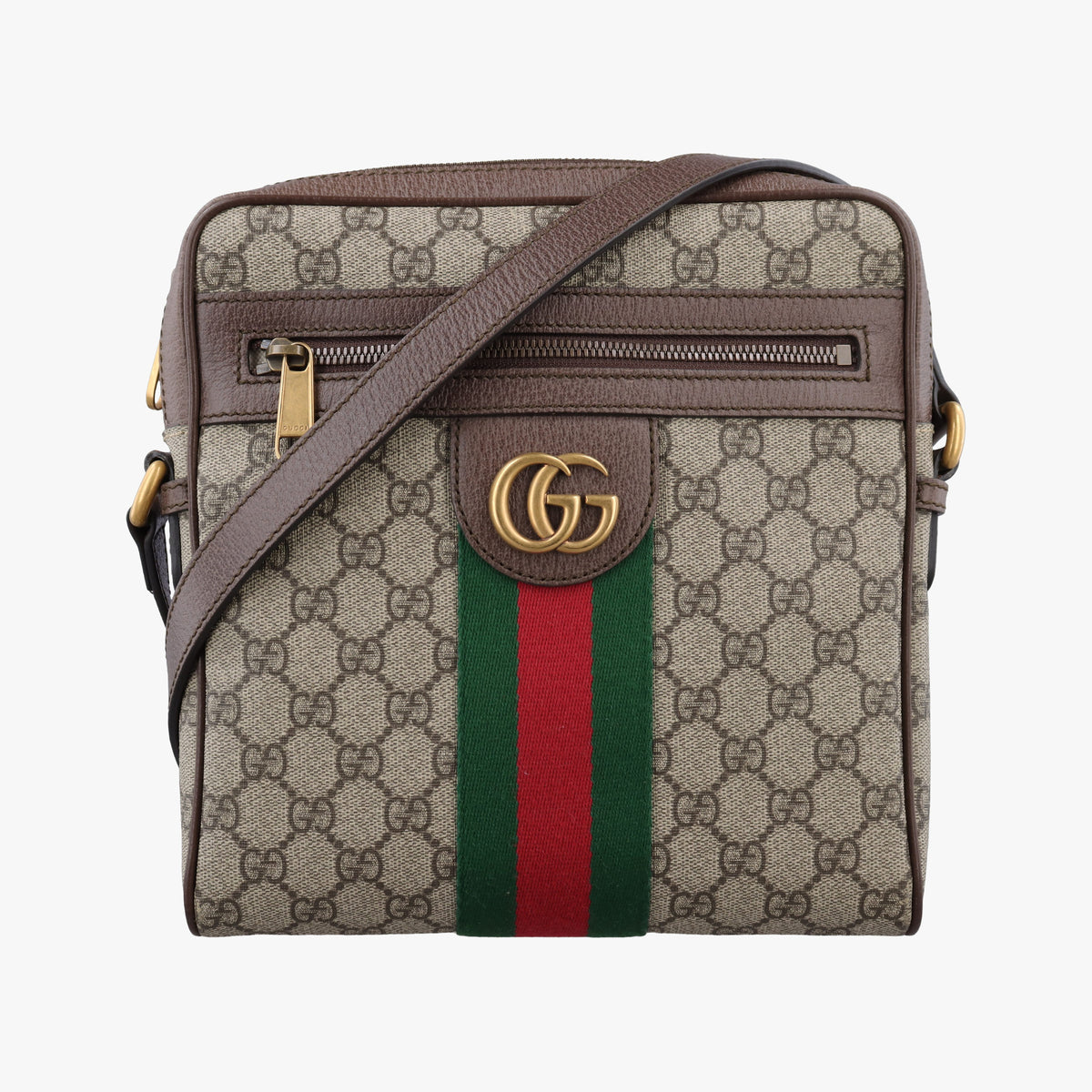 Pre-owned Gucci Ophidia brown×Beige PVC coated canvas×leather 547926 shoulderbag | stylenewstar