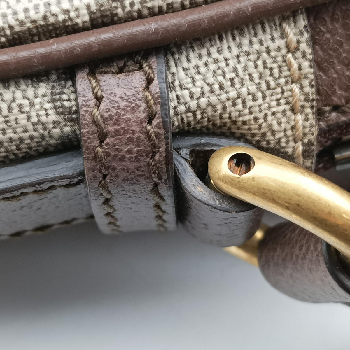Pre-owned Gucci Ophidia brown×Beige PVC coated canvas×leather 547926 shoulderbag | stylenewstar