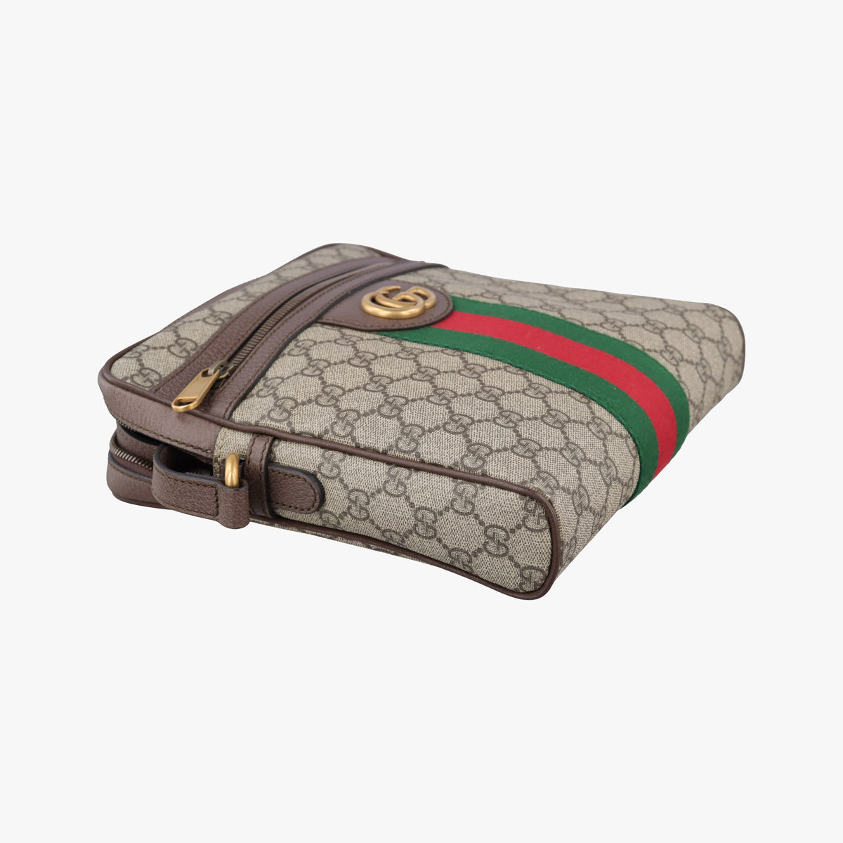 Pre-owned Gucci Ophidia brown×Beige PVC coated canvas×leather 547926 shoulderbag | stylenewstar