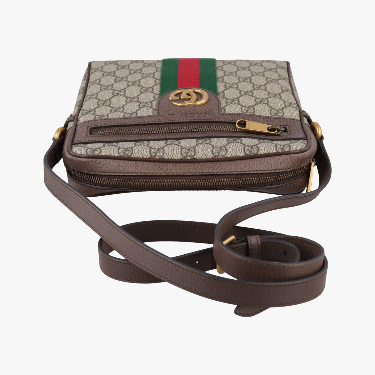 Pre-owned Gucci Ophidia brown×Beige PVC coated canvas×leather 547926 shoulderbag | stylenewstar