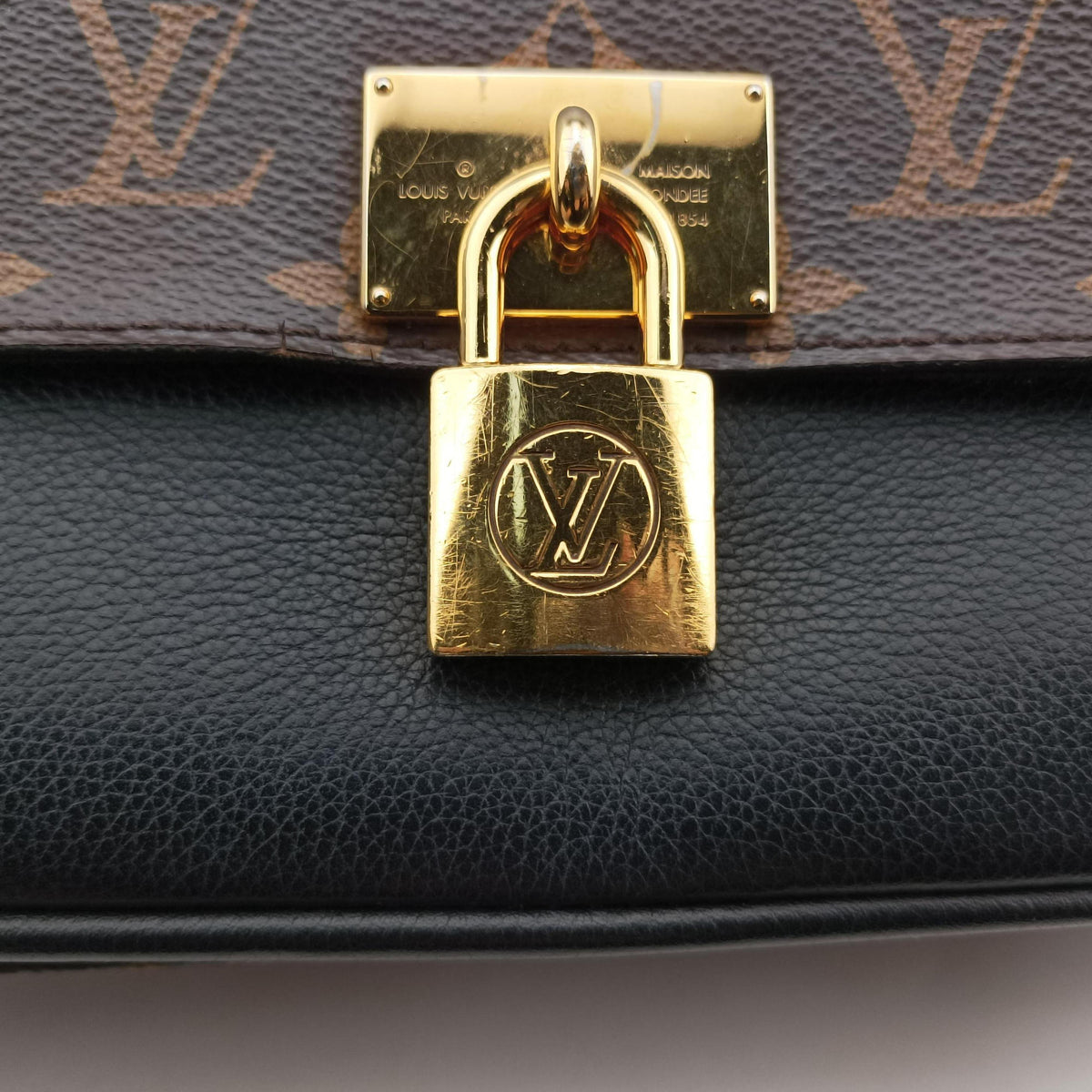 Pre-owned Louis Vuitton MARIGNAN brown×black Monogram Canvas×calf leather M44259 shoulderbag | stylenewstar