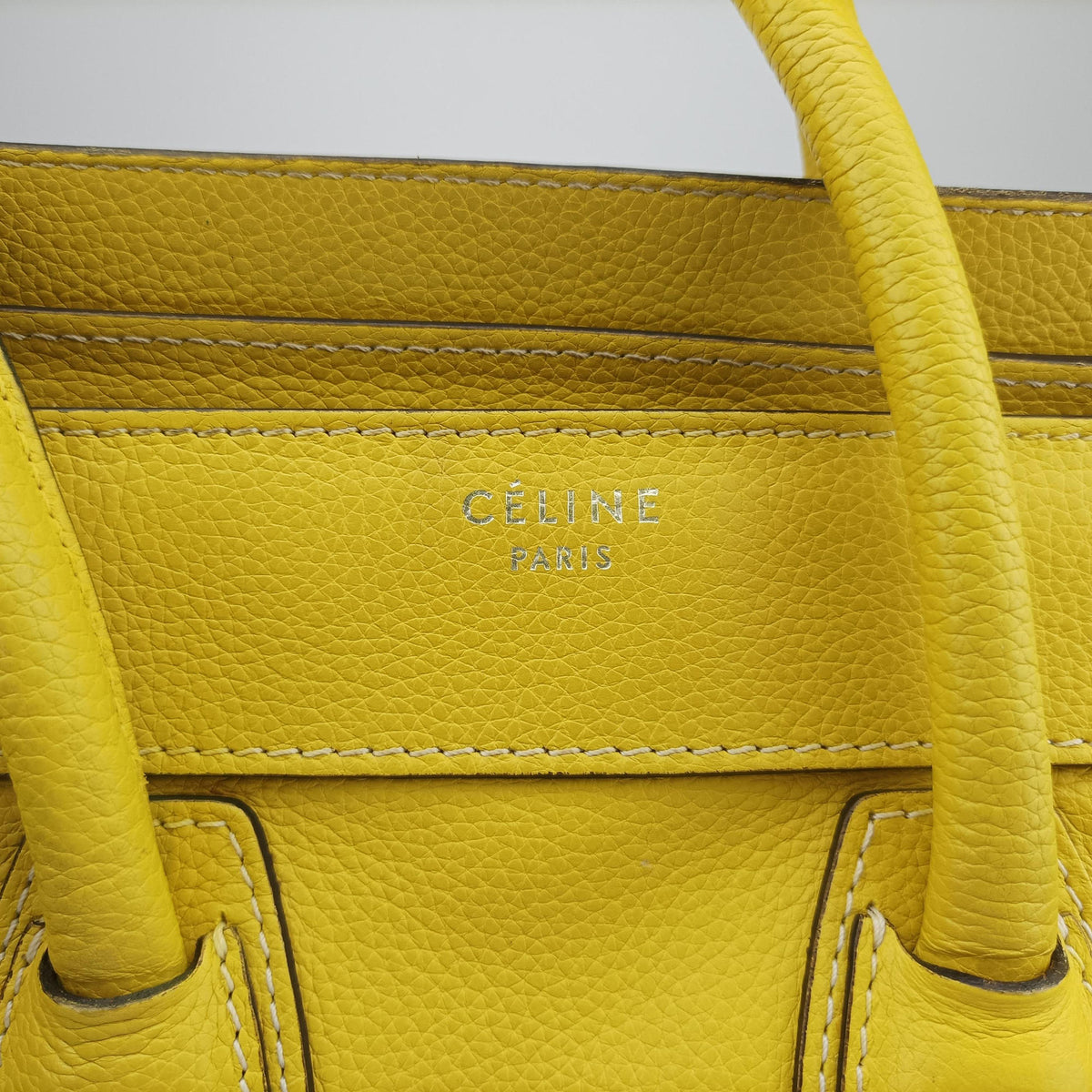 Pre-owned Celine Luggage Micro shopper Yellow Leather  handbag | stylenewstar