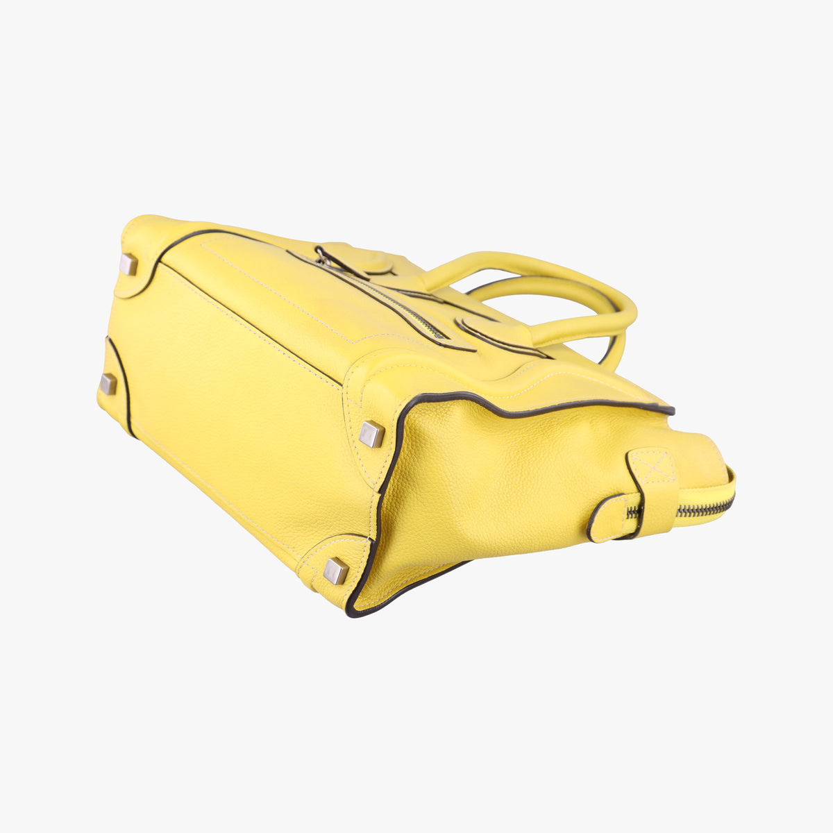 Pre-owned Celine Luggage Micro shopper Yellow Leather  handbag | stylenewstar