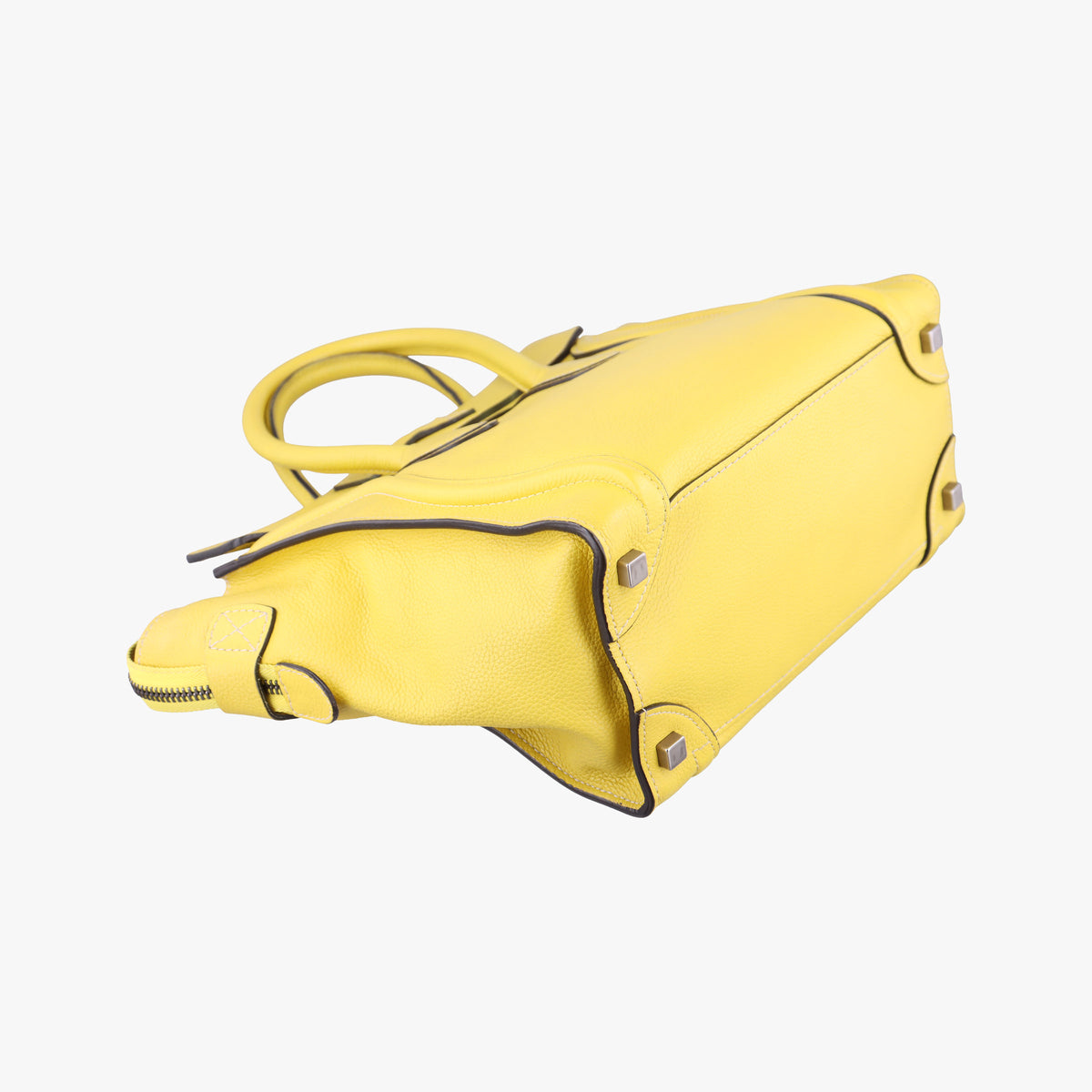 Pre-owned Celine Luggage Micro shopper Yellow Leather  handbag | stylenewstar